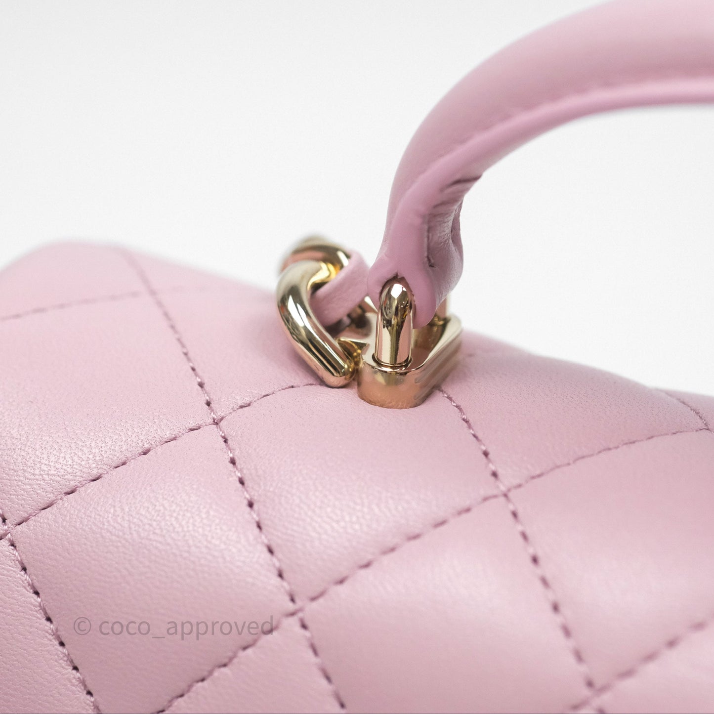 Chanel Top Handle Mini Rectangular Flap Pink Lambskin Gold Hardware