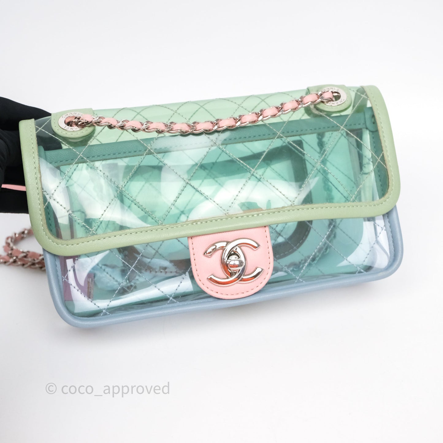Chanel Coco Splash PVC Mini Flap Bag Blue/Green/Pink Silver Hardware