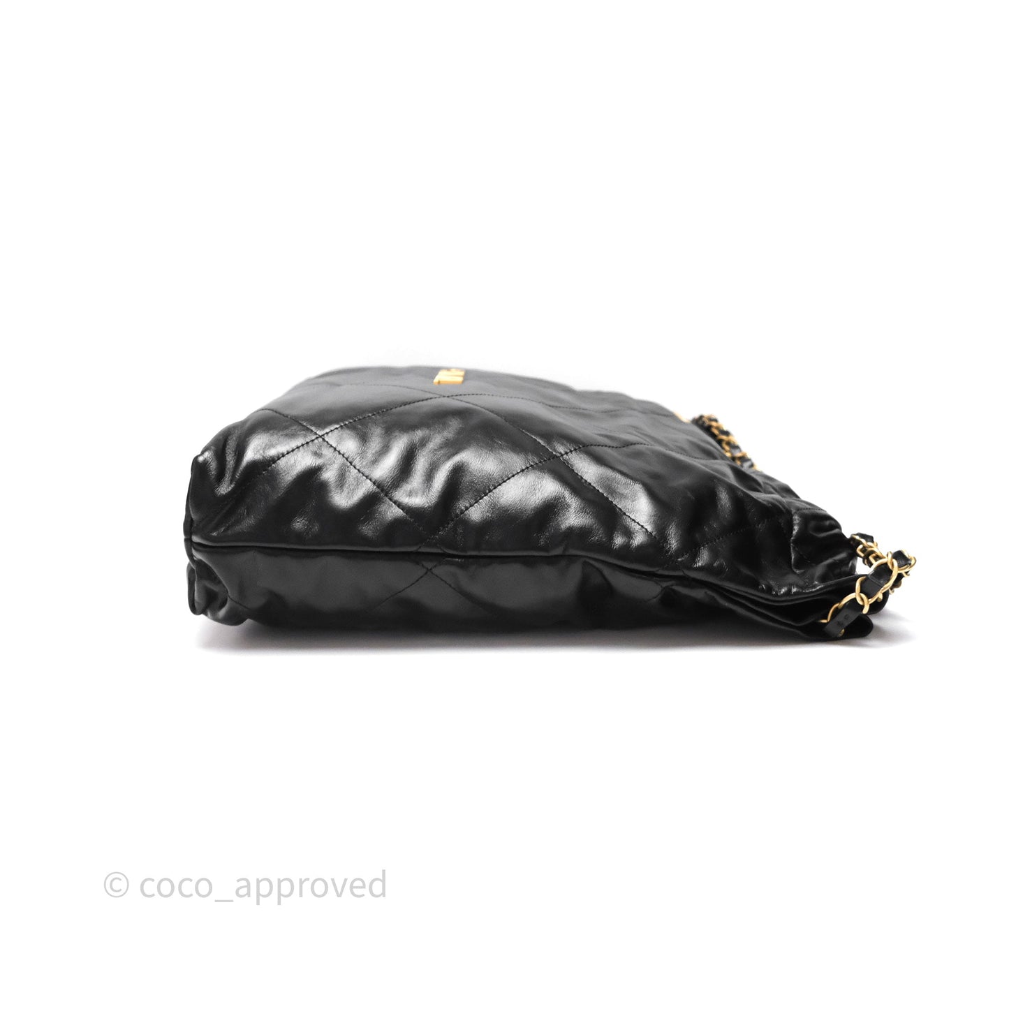Chanel 22 Bag Medium Black Crumpled Calfskin Aged Gold Hardware