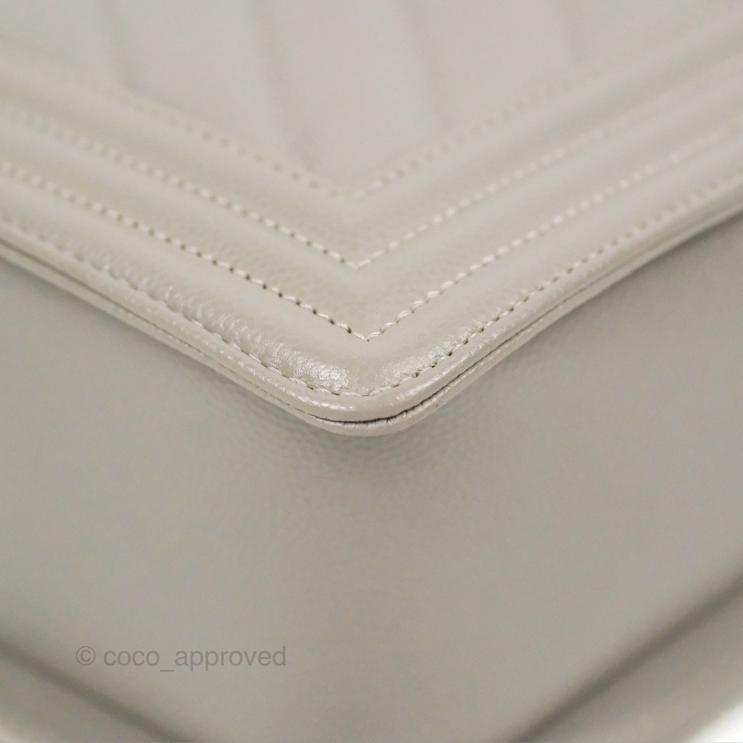 Chanel Medium Boy Chevron Grey Caviar Gold Hardware