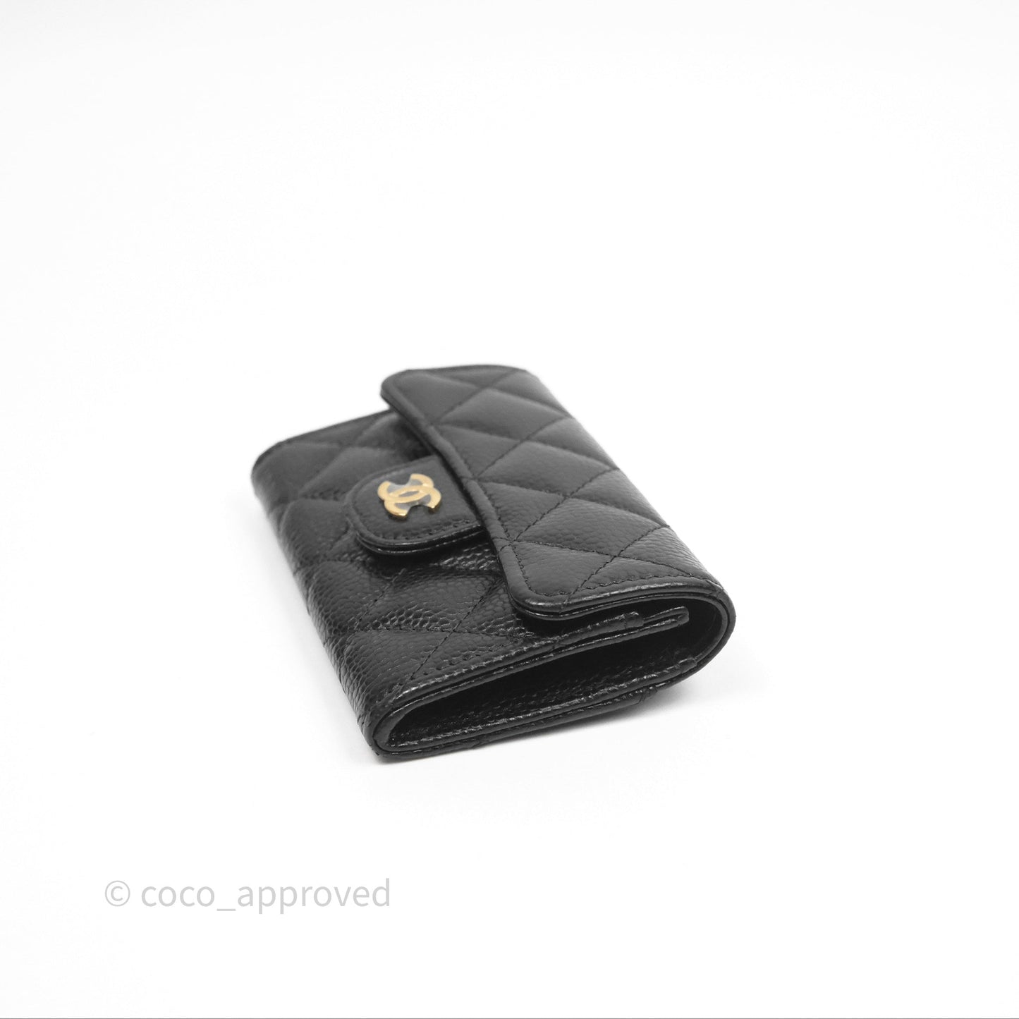 Chanel Quilted Flap Card Holder Caviar Black Gold Hardware