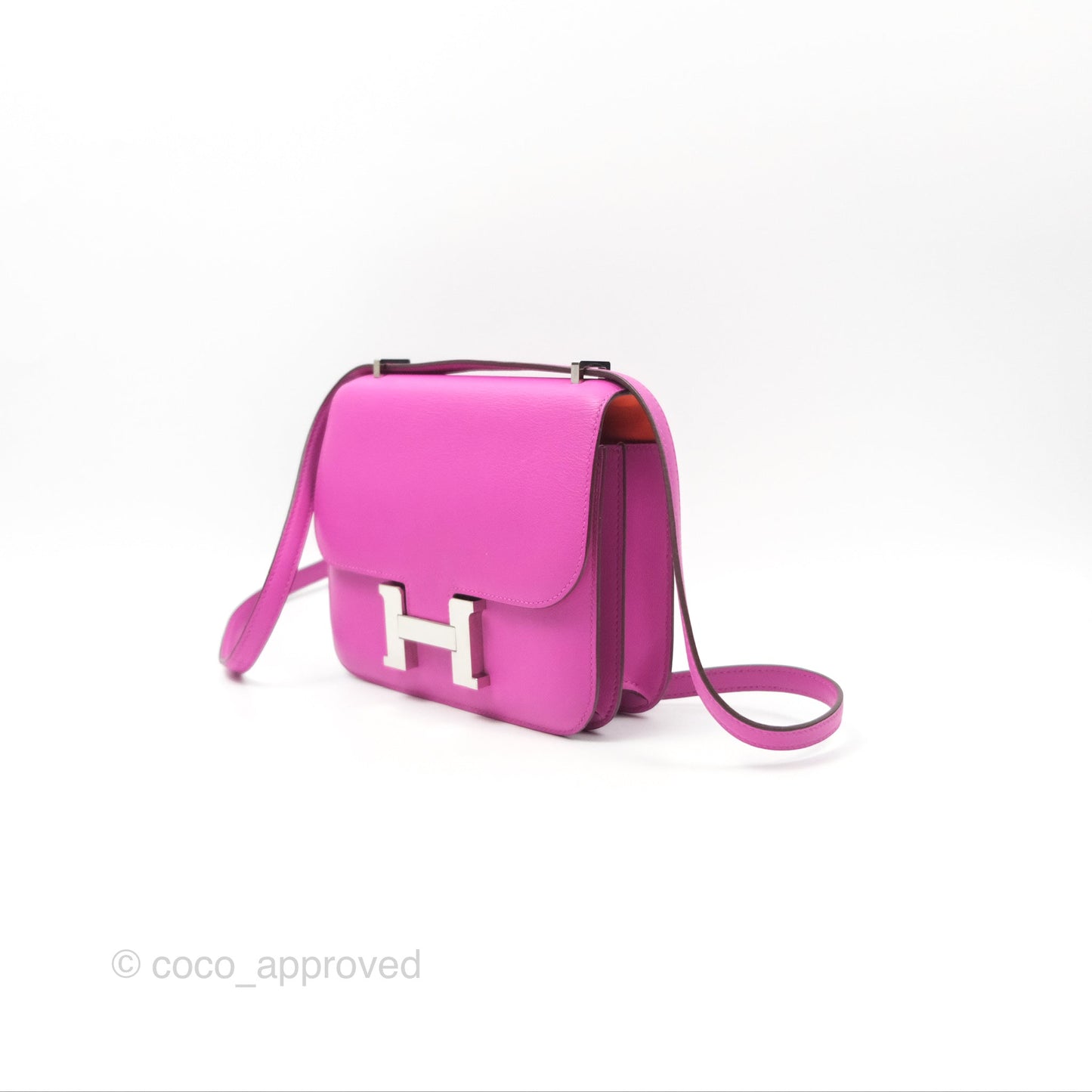 Hermès Constance Mini 18 Swift Magnolia/Orange Palladium Hardware