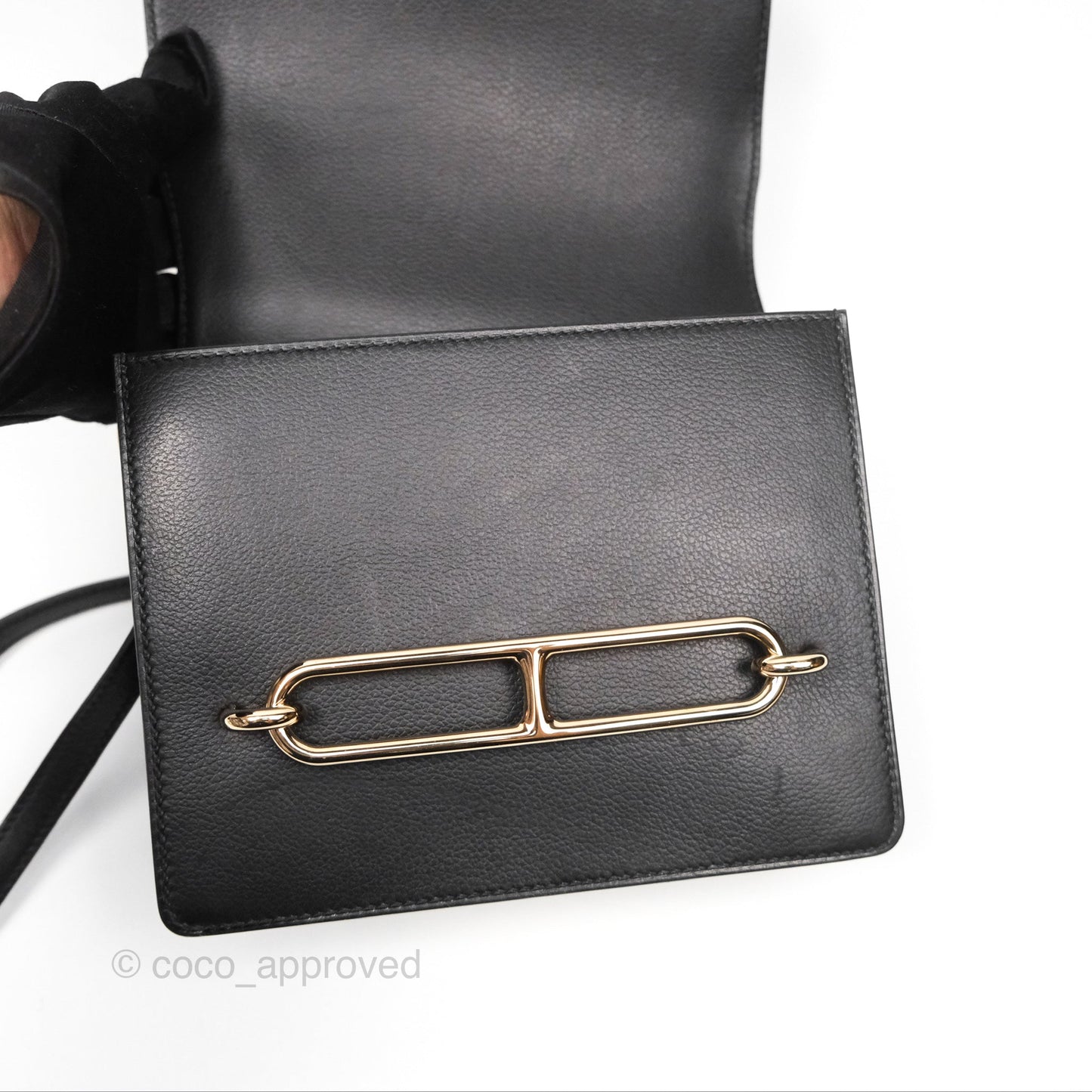 Hermès Roulis Mini 18 Black Noir 89 Veau Evergrain Permabrass Hardware