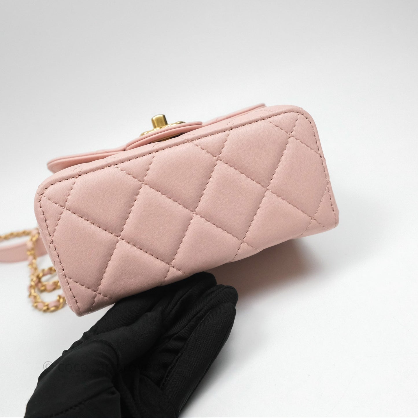 Chanel Top Handle Flap Bag Pink Lambskin Aged Gold Hardware 23S