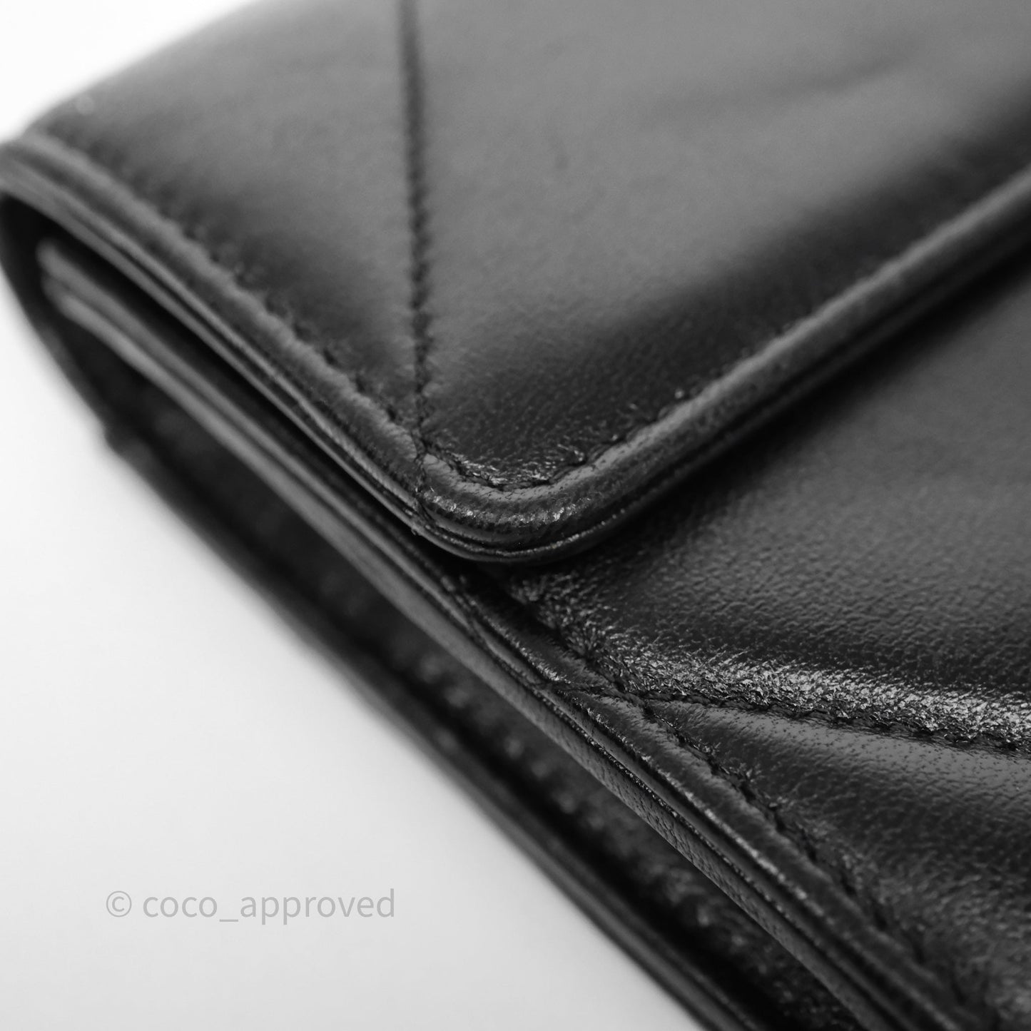 Chanel Quilted 19 Flap Long Wallet Black Lambskin Aged Gold Hardware