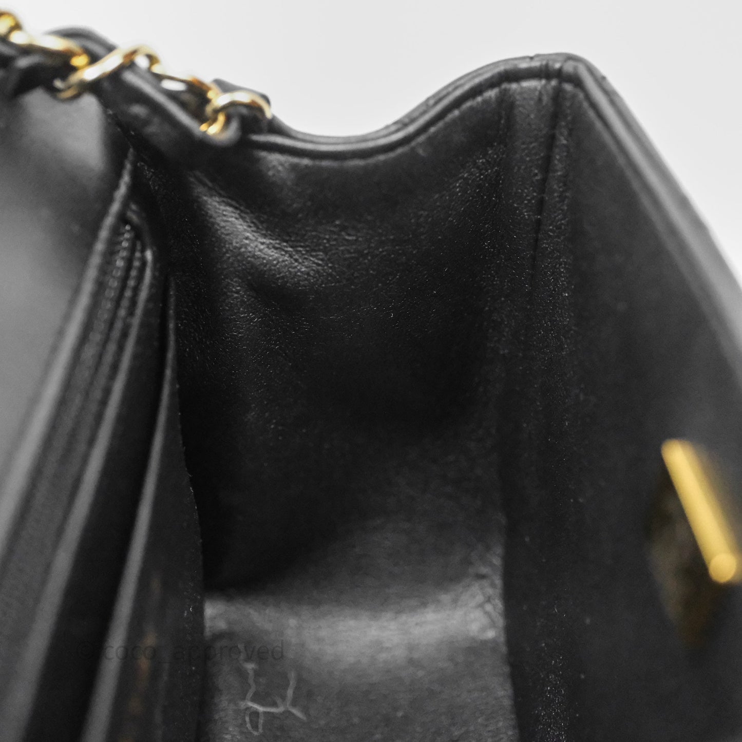 Chanel Mini Square Quilted Black Lambskin Gold Hardware
