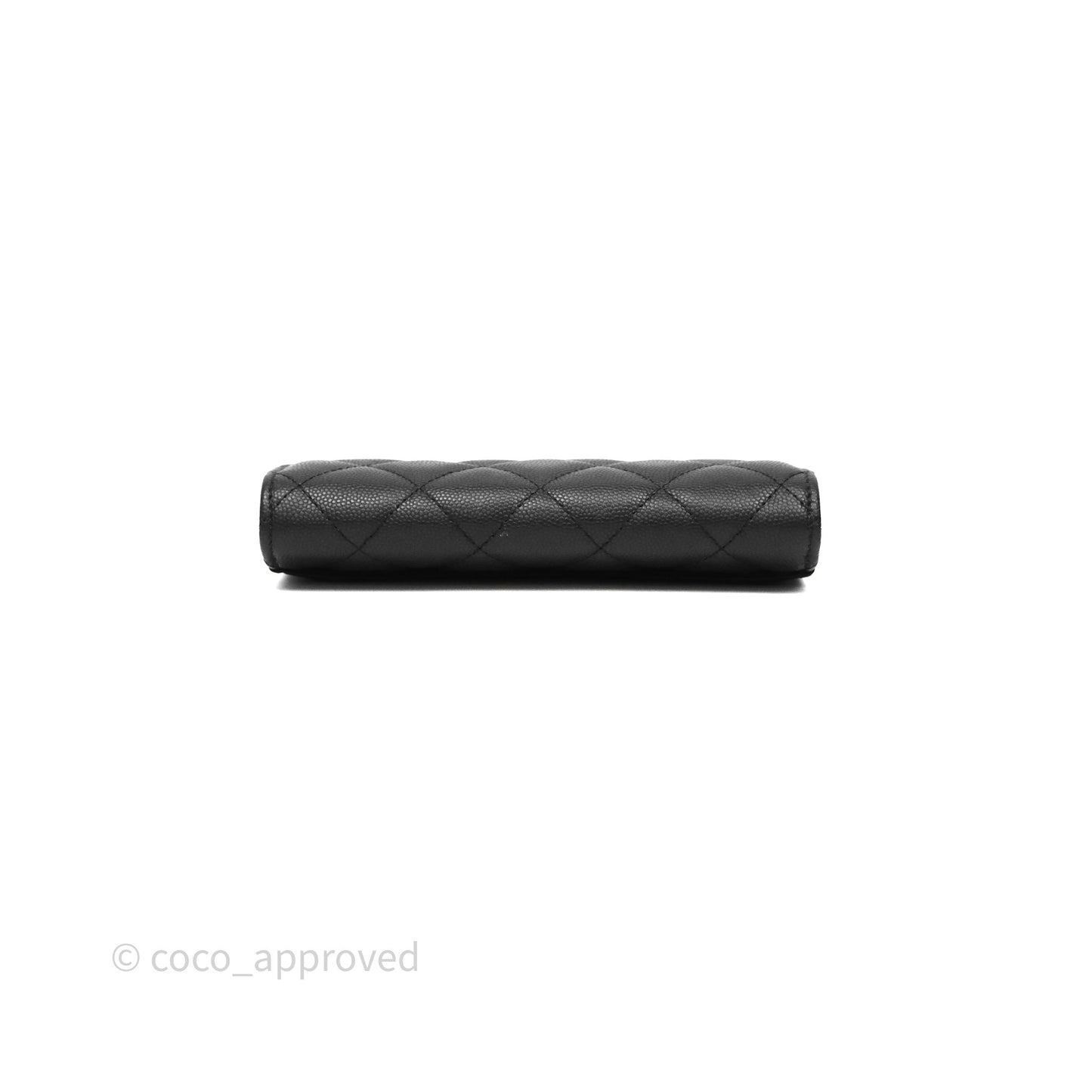 Chanel Classic Long Black Caviar Flap Wallet Silver Hardware
