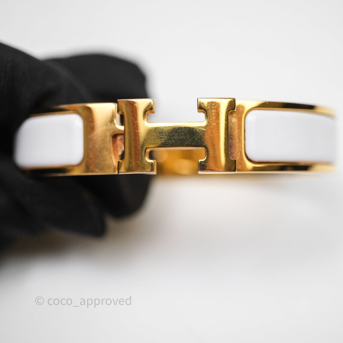 Hermès Clic H Bracelet White Gold Hardware PM