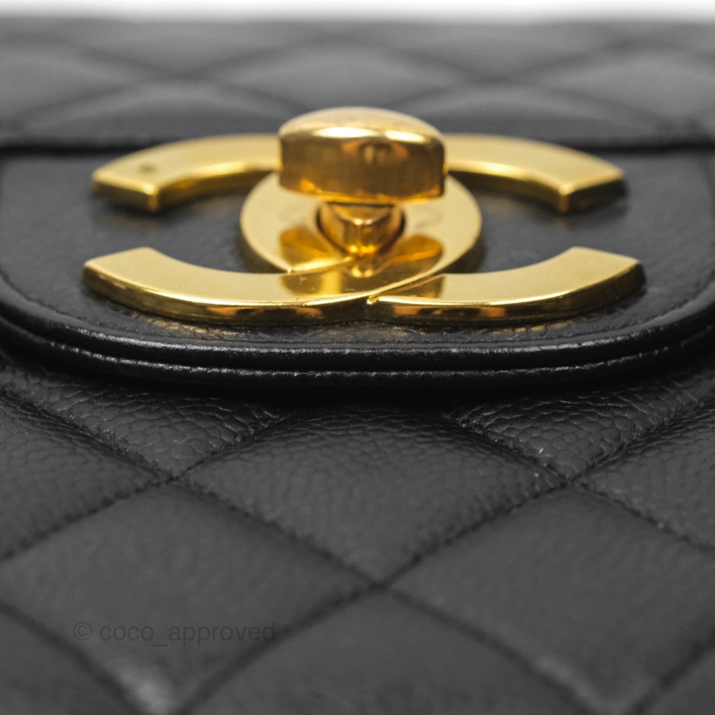 Chanel Vintage Jumbo Single Flap Black Caviar 24K Gold Hardware