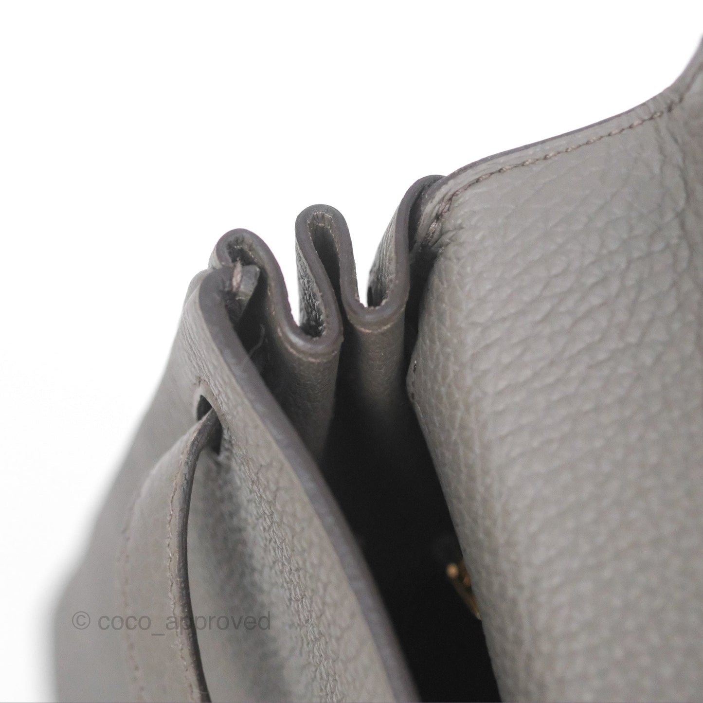 Hermès Kelly 25 Retourne Gris Etain 8F Togo Gold Hardware