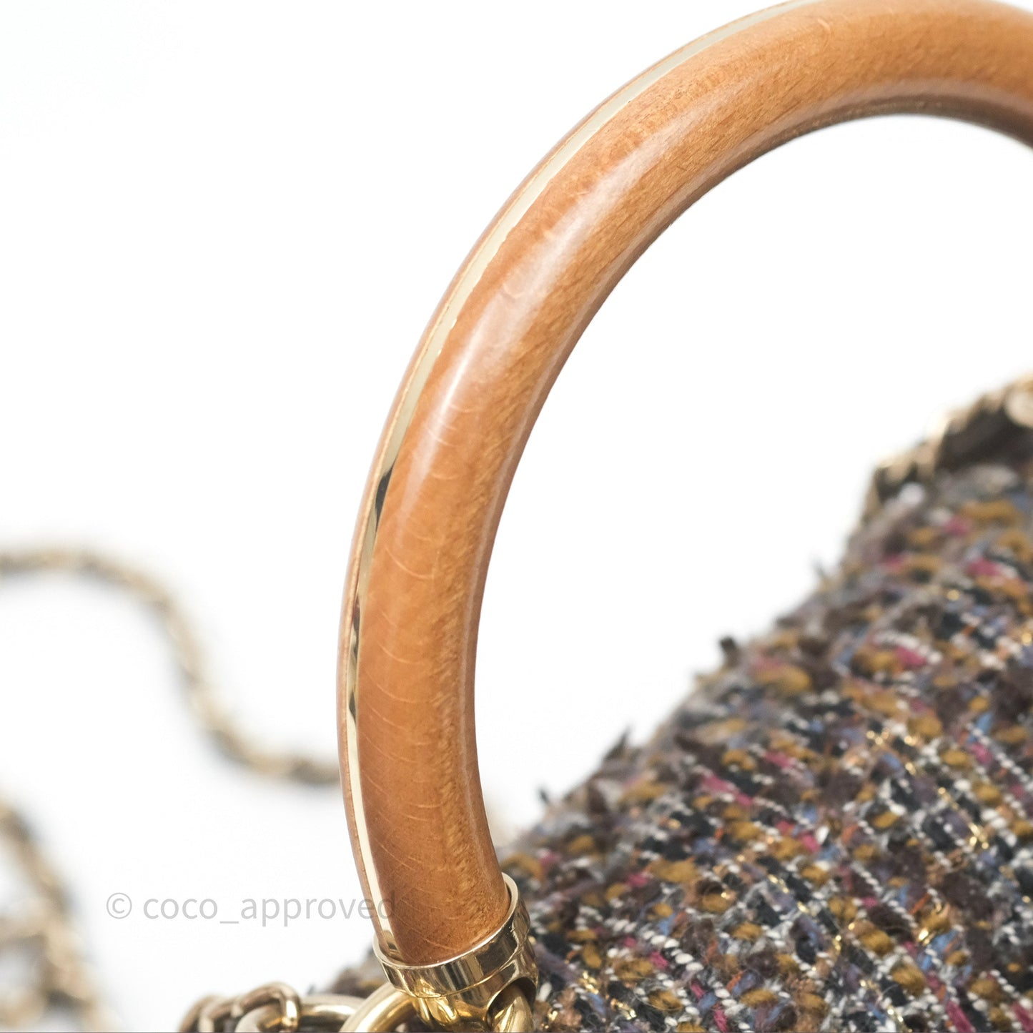 Chanel Top Handle Flap Bag Tweed Gold Hardware