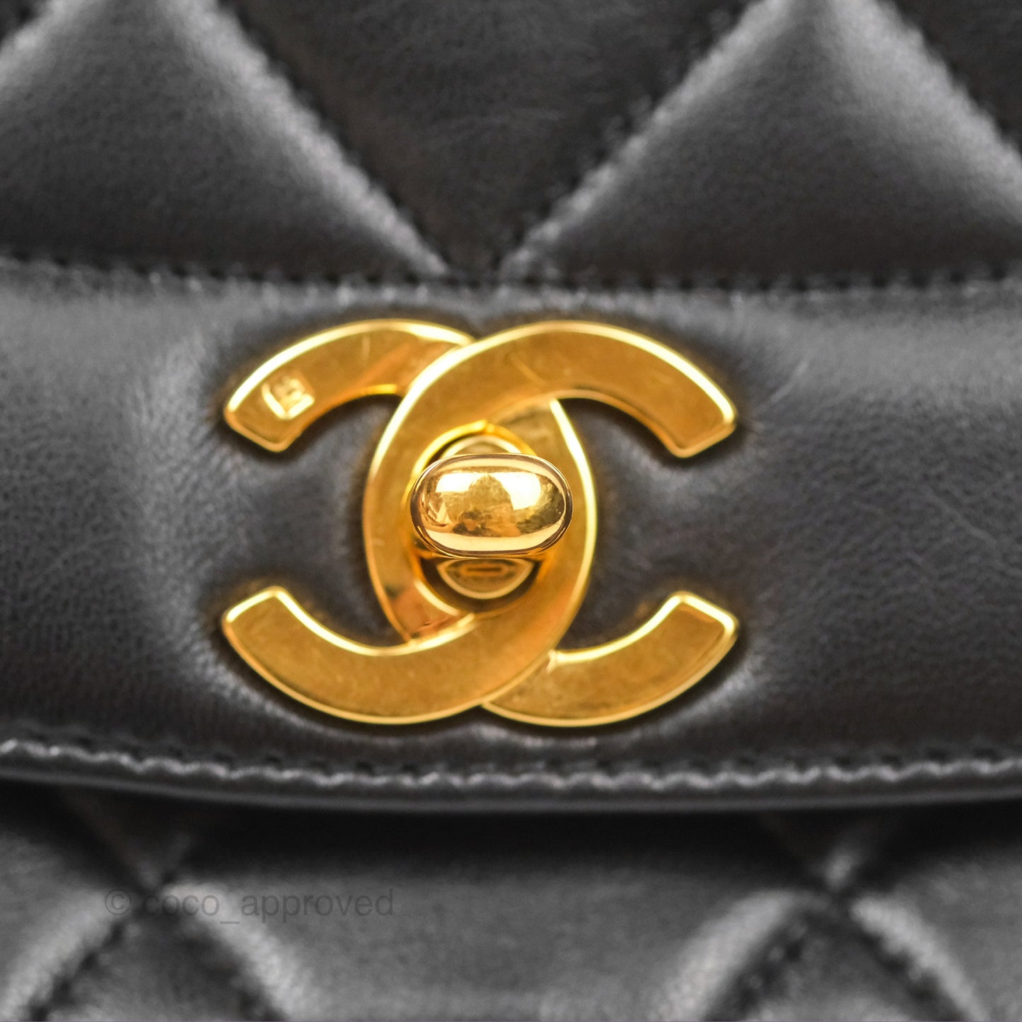 Chanel Vintage Medium Classic Diana Bag Quilted Black Lambskin 24K Gold Hardware