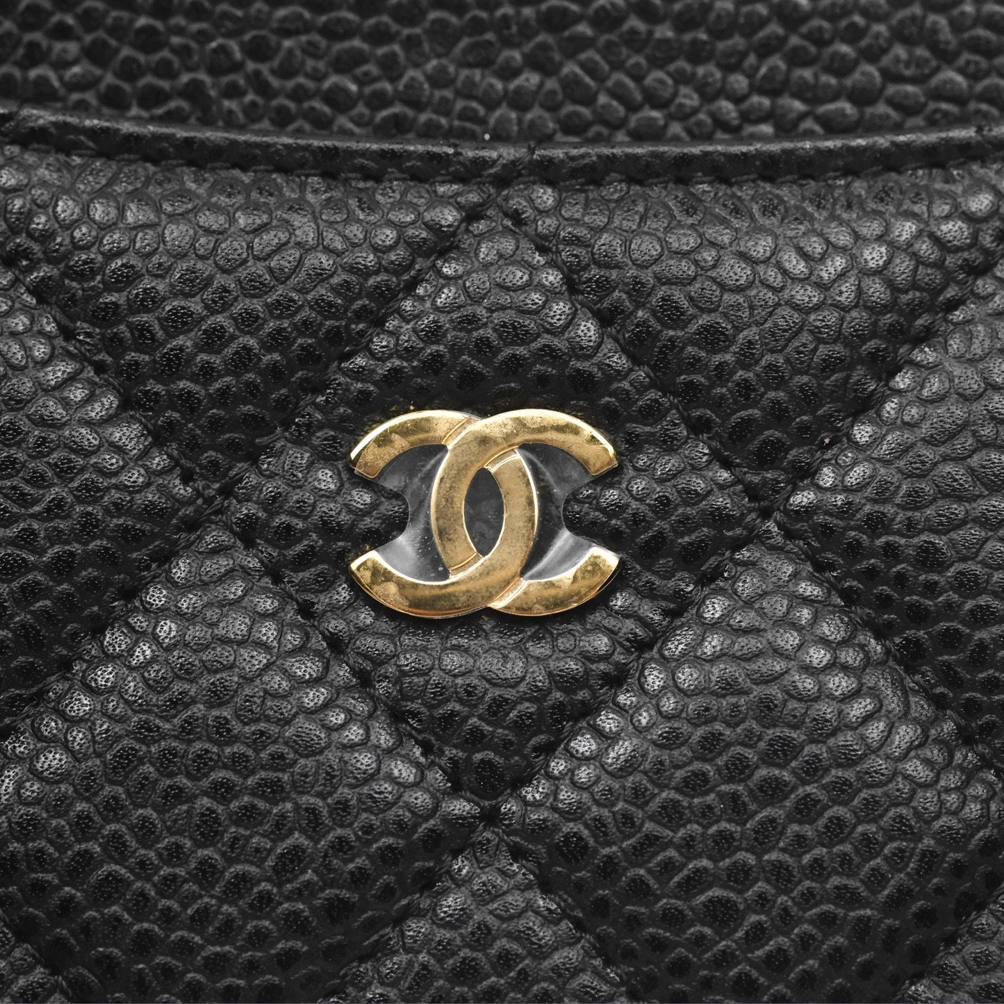 Chanel Classic Flat Card Holder Black Caviar Gold Hardware