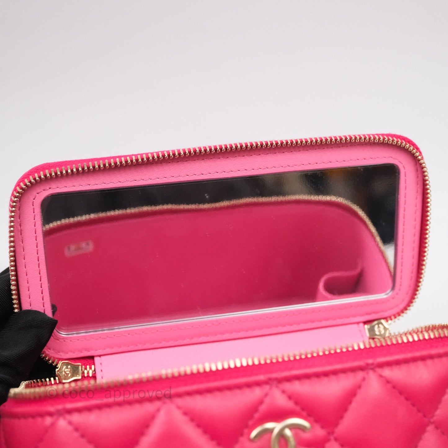 Chanel Vanity Rectangular Top Handle Pink Lambskin Gold Hardware