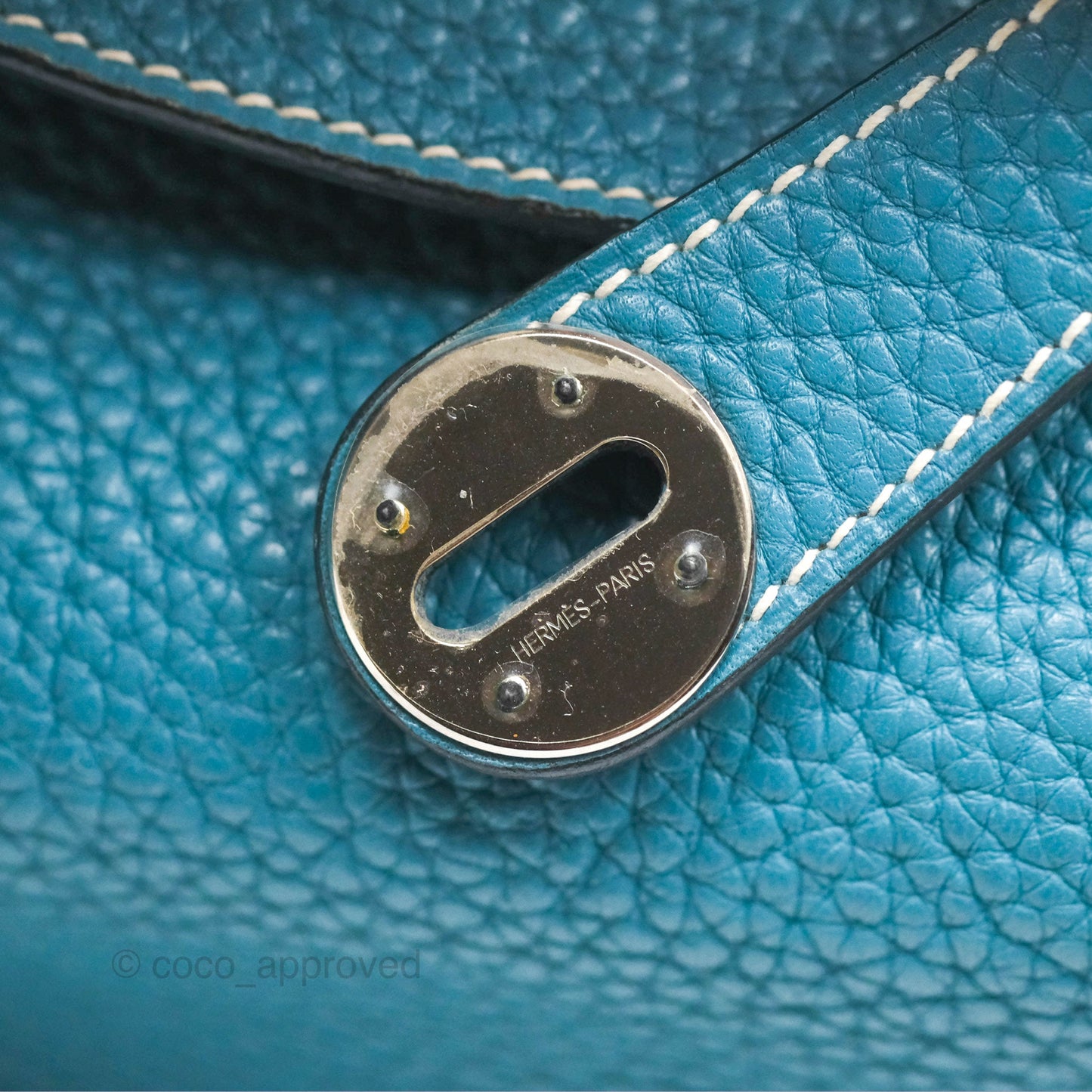 Hermès Lindy 34 Blue Jean Clemence Palladium Hardware