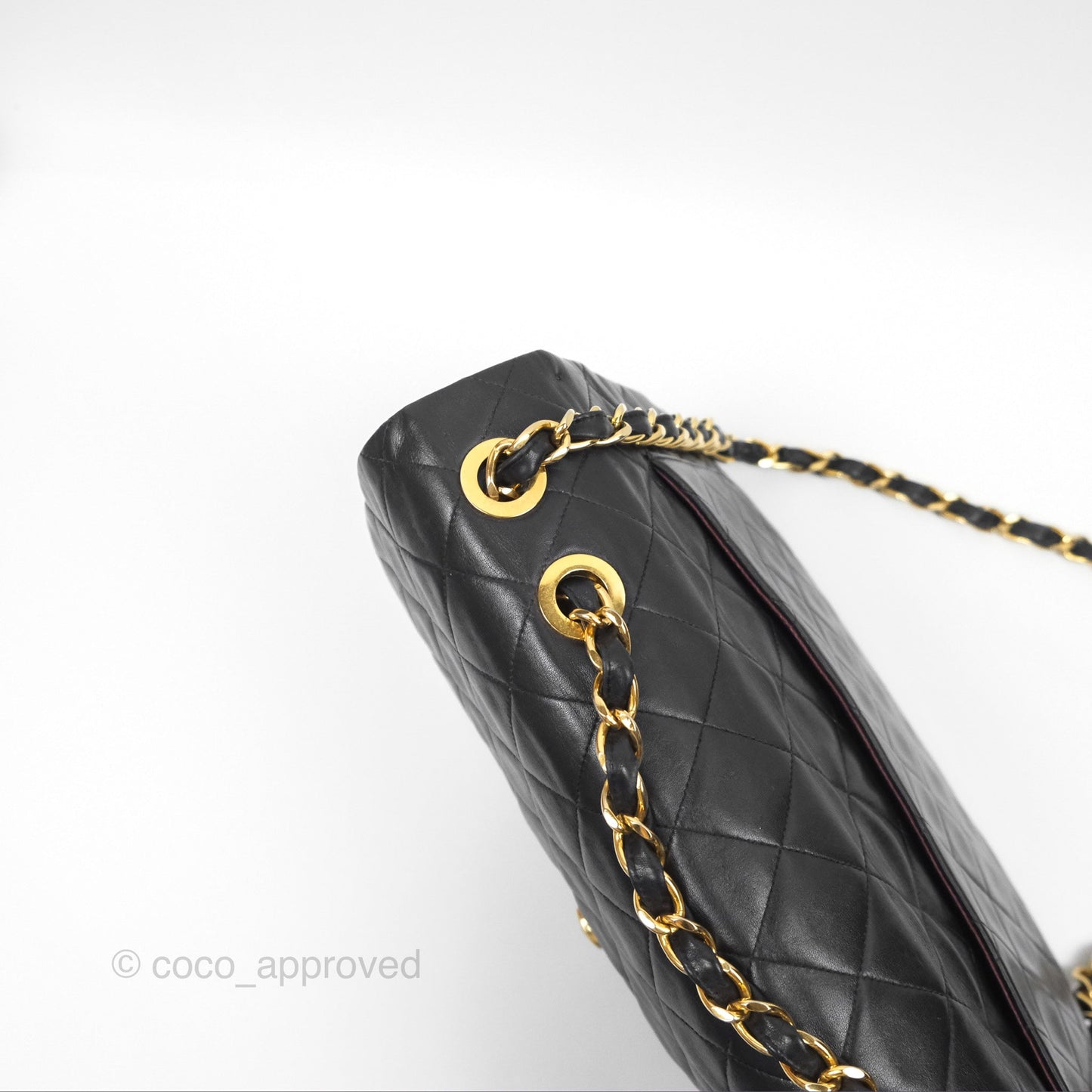 Chanel Vintage Maxi Single Flap Black Lambskin 24K Gold Hardware