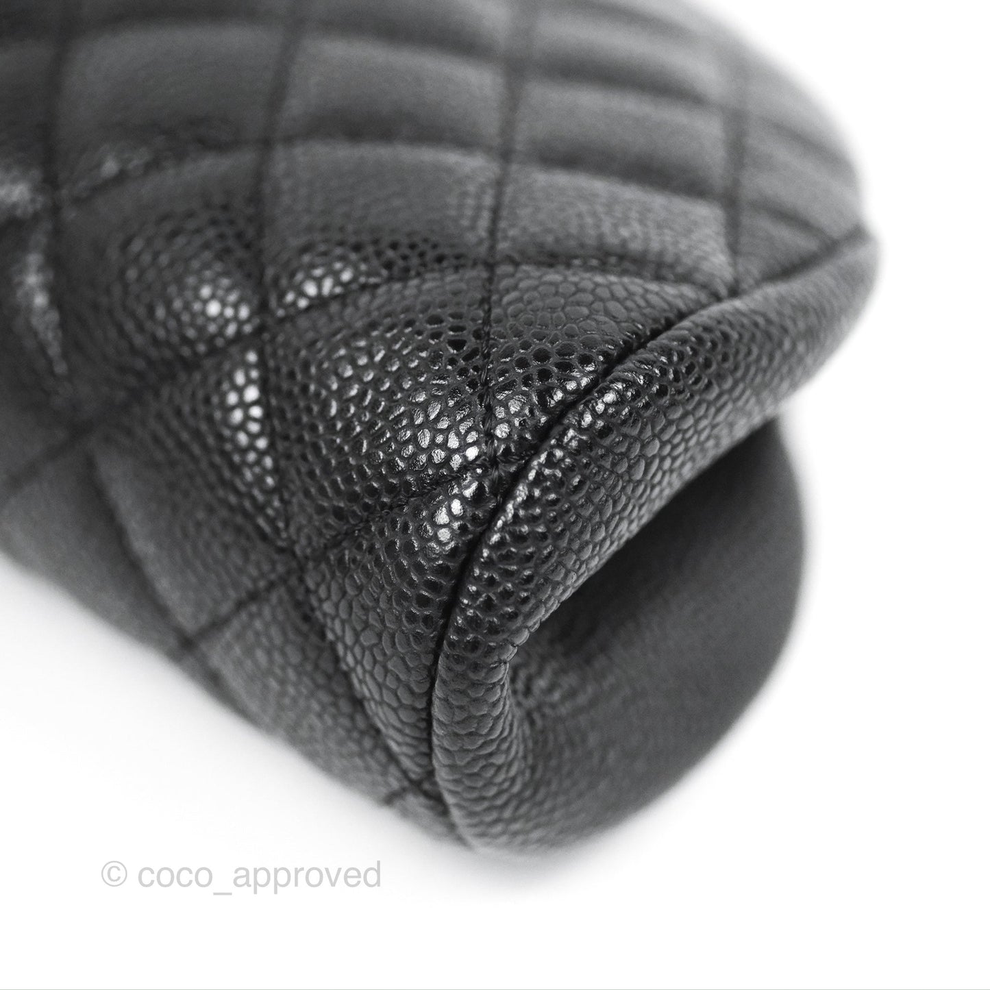 Chanel Quilted Timeless Kisslock Clutch Black Caviar Silver Hardware