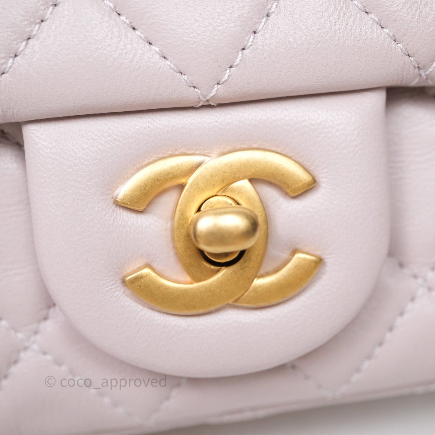 Chanel Mini Rectangular Pearl Crush Lilac Lambskin Aged Gold Hardware