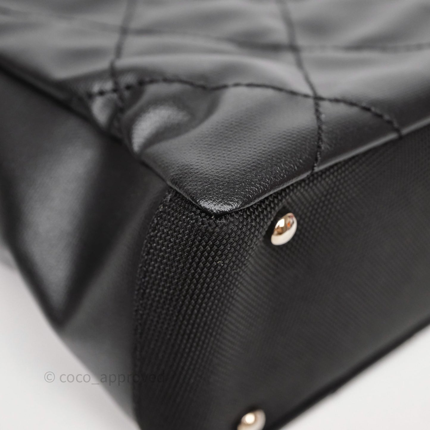 Chanel Quilted Paris Biarritz Tote PM Black Coated Canvas