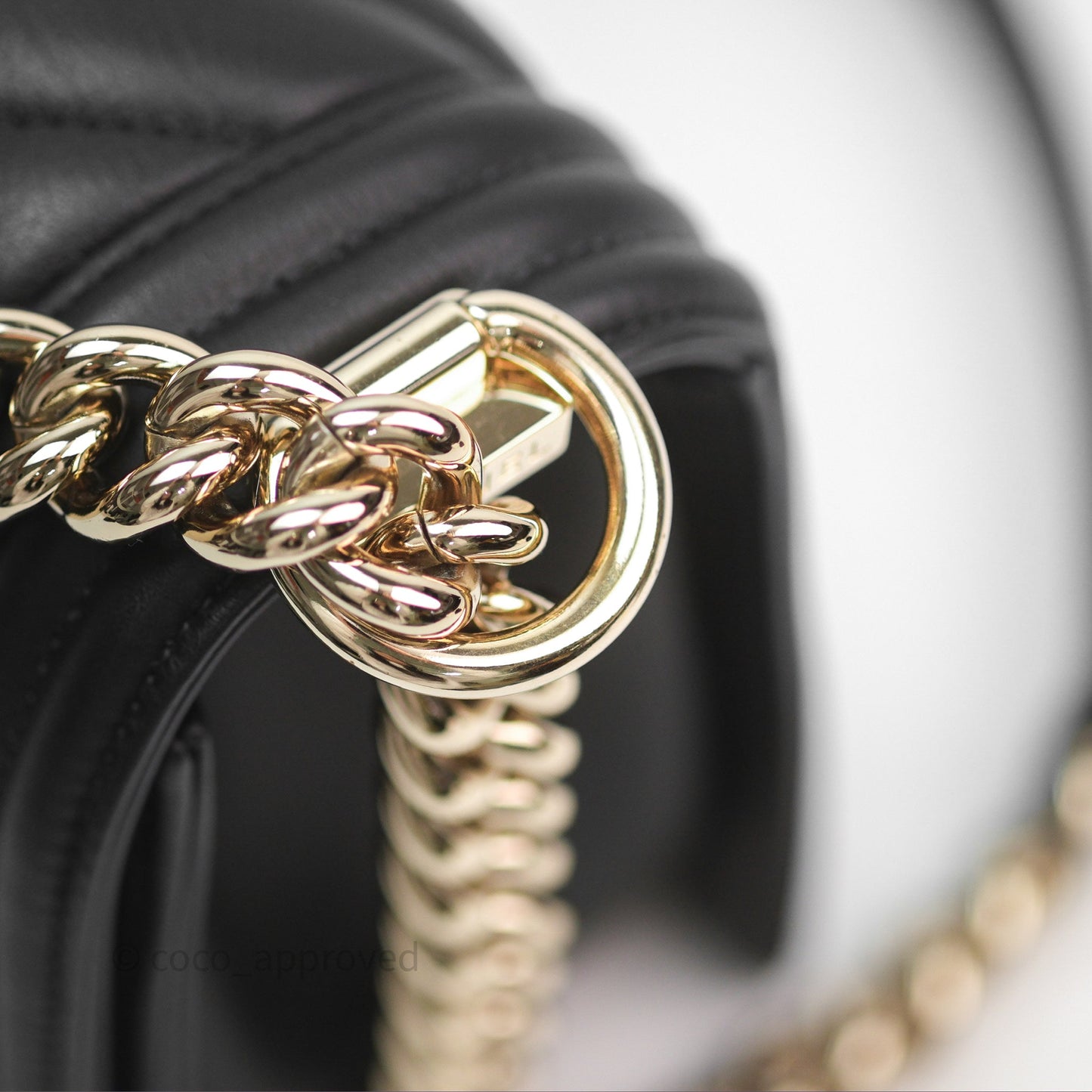 Chanel Medium Boy Chevron Black Calfskin Gold Hardware