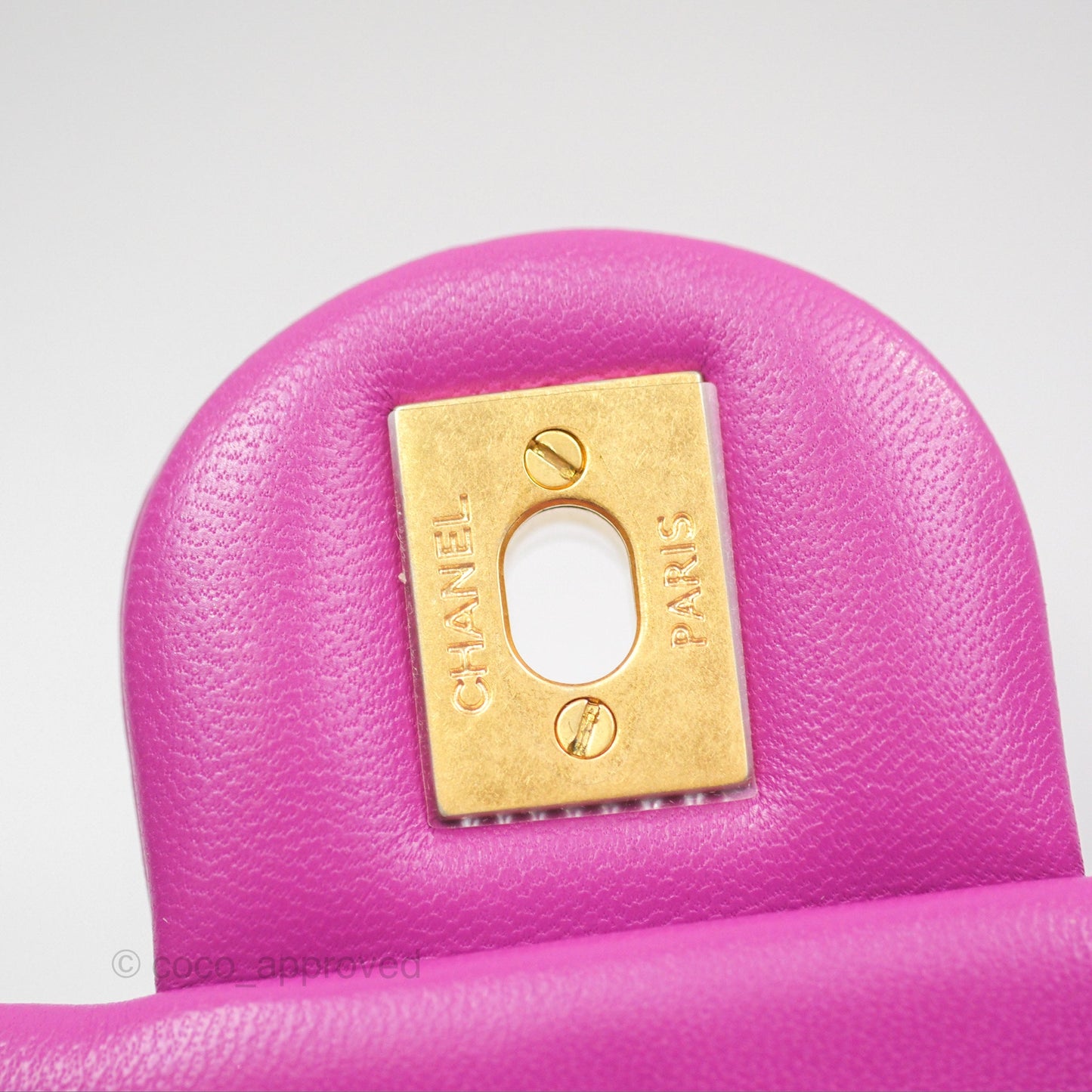 Chanel Mini Rectangular Pearl Crush Quilted Purple Lambskin Aged Gold Hardware