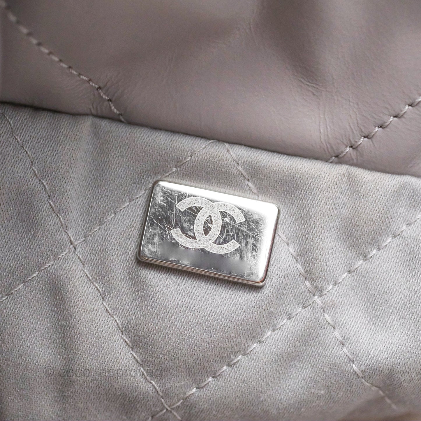 Chanel 22 Small Grey Aged Calfskin Matte Silver Hardware
