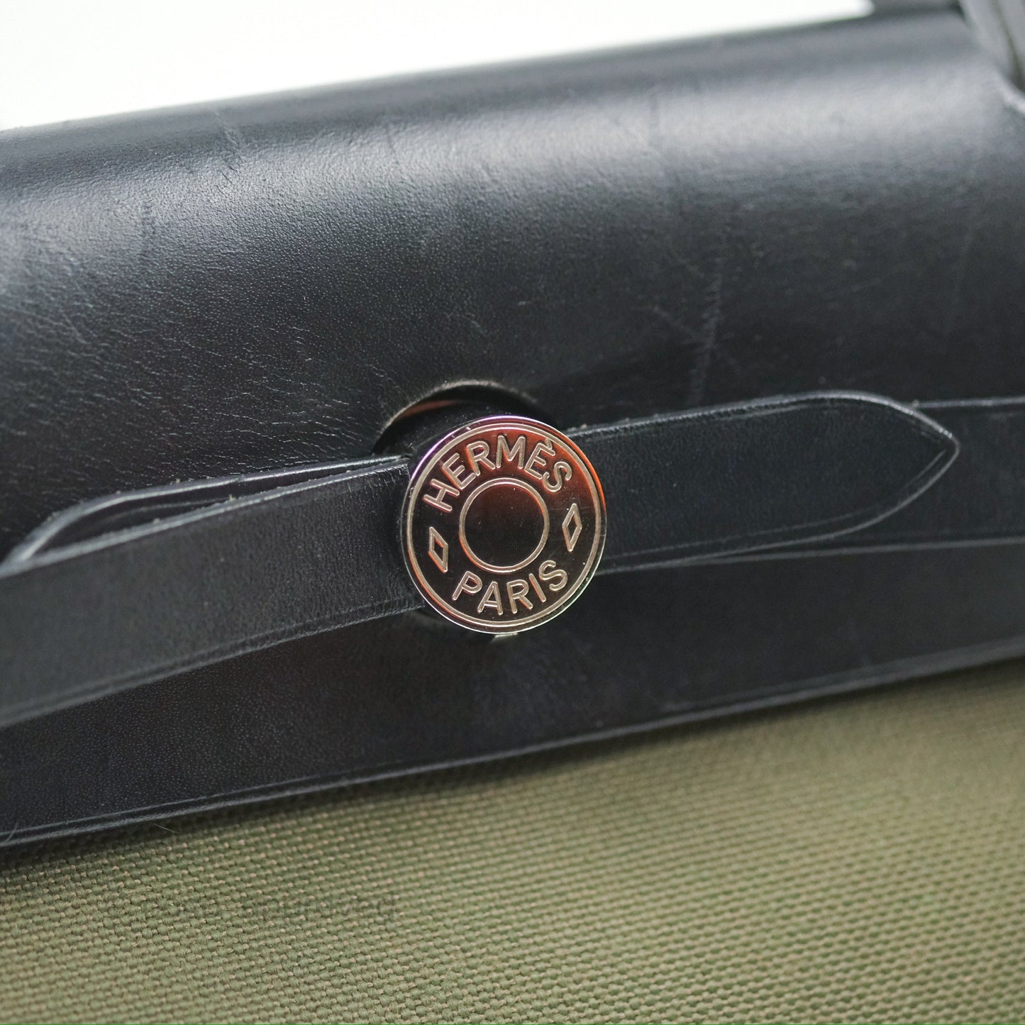 Hermès Herbag Zip 31 Khaki Canvas Palladium Hardware
