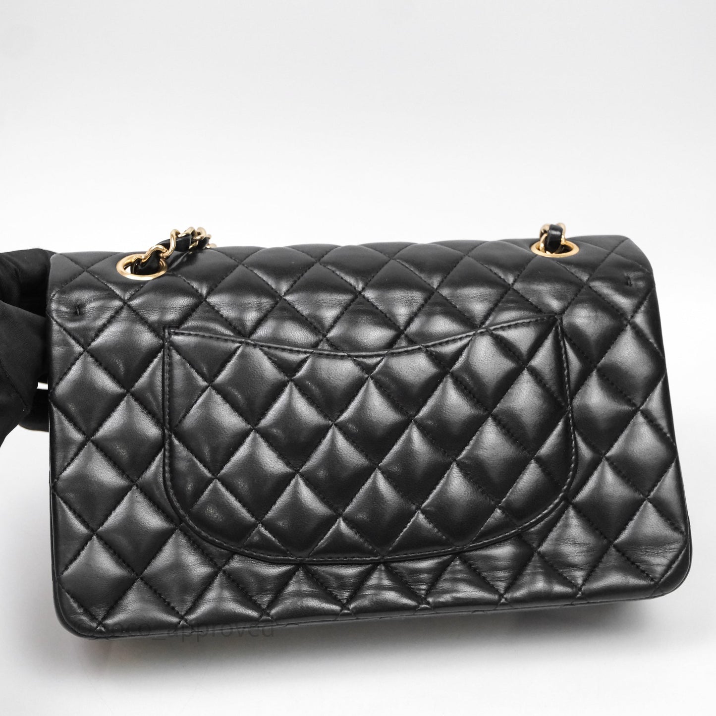 Chanel Vintage Classic M/L Medium Double Flap Black Lambskin 24K Gold Hardware