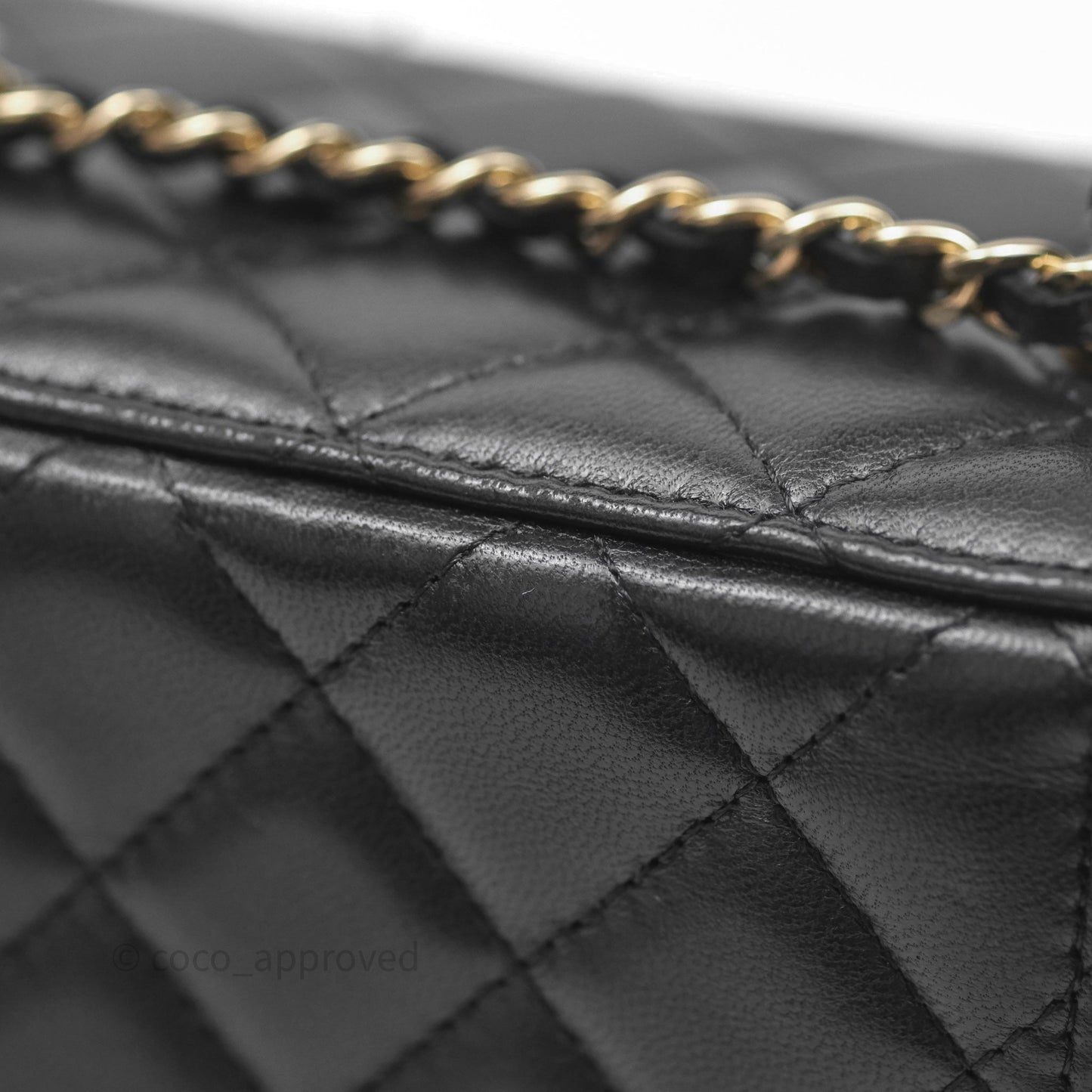 Chanel Vanity Rectangular Top Handle Black Lambskin Gold Hardware