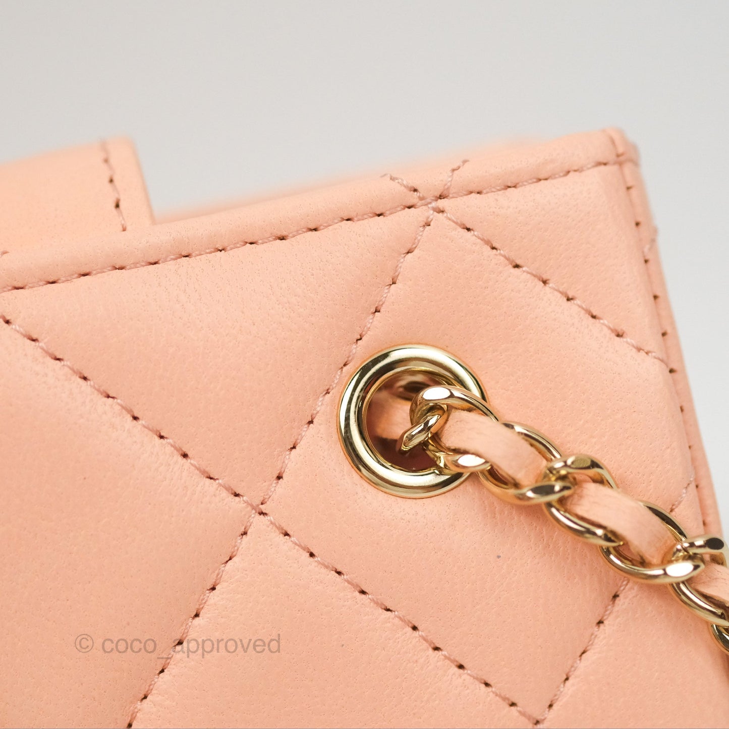Chanel Mini Clutch With Chain Light Beige Pink Lambskin Gold Hardware