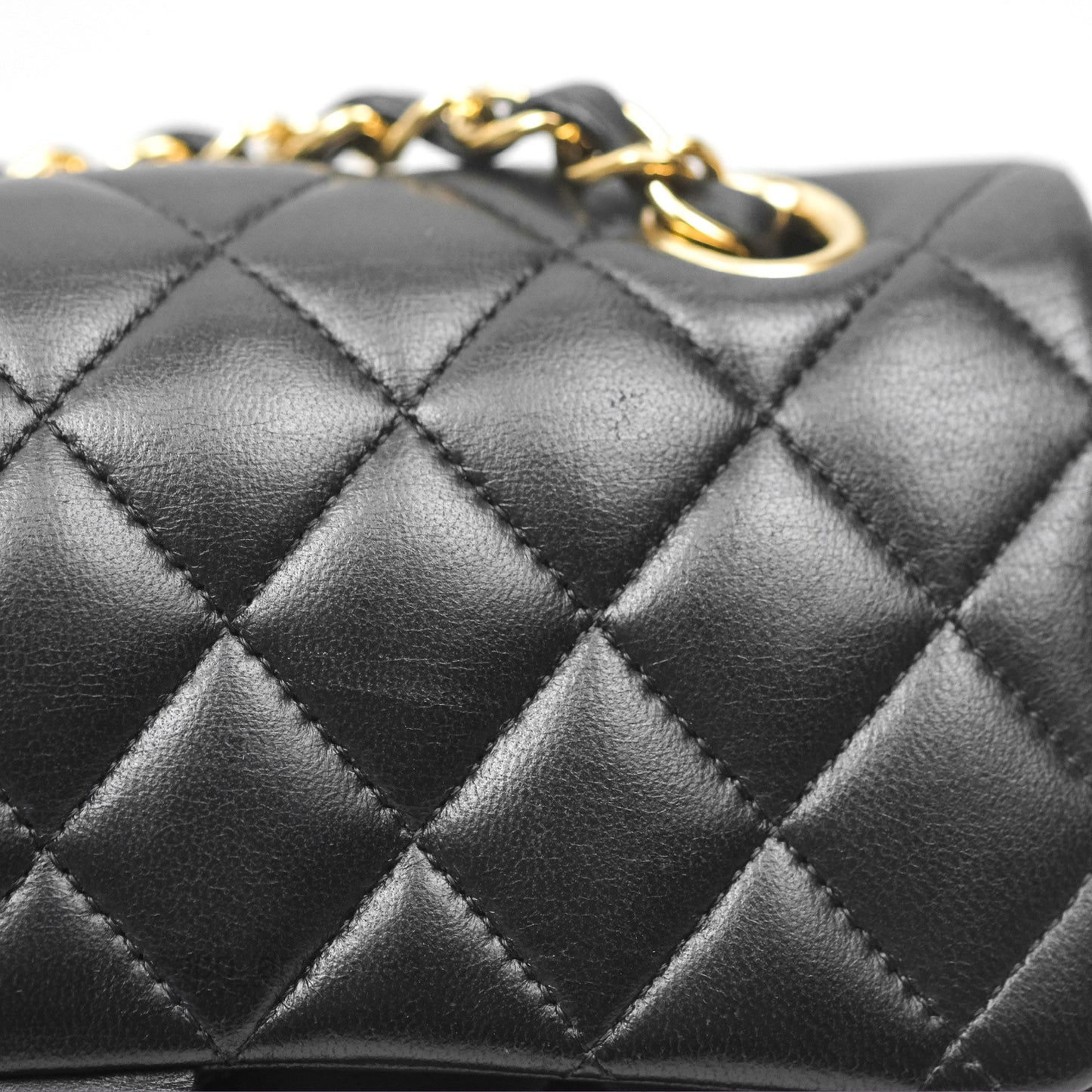Chanel Small Classic Quilted Flap Black Lambskin Gold Hardware