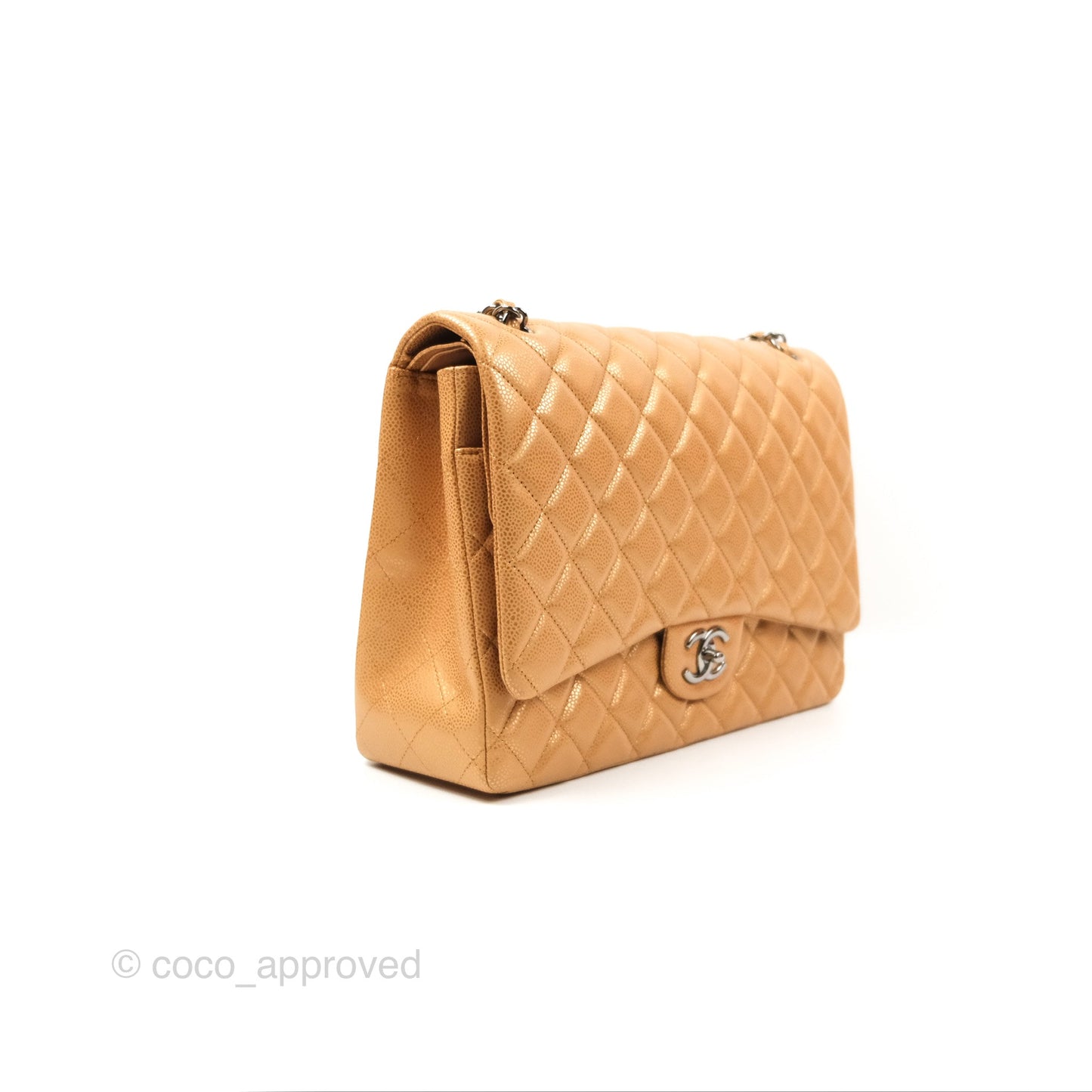 Chanel Quilted Maxi Double Flap Bronze Caviar Dark Silver Hardware