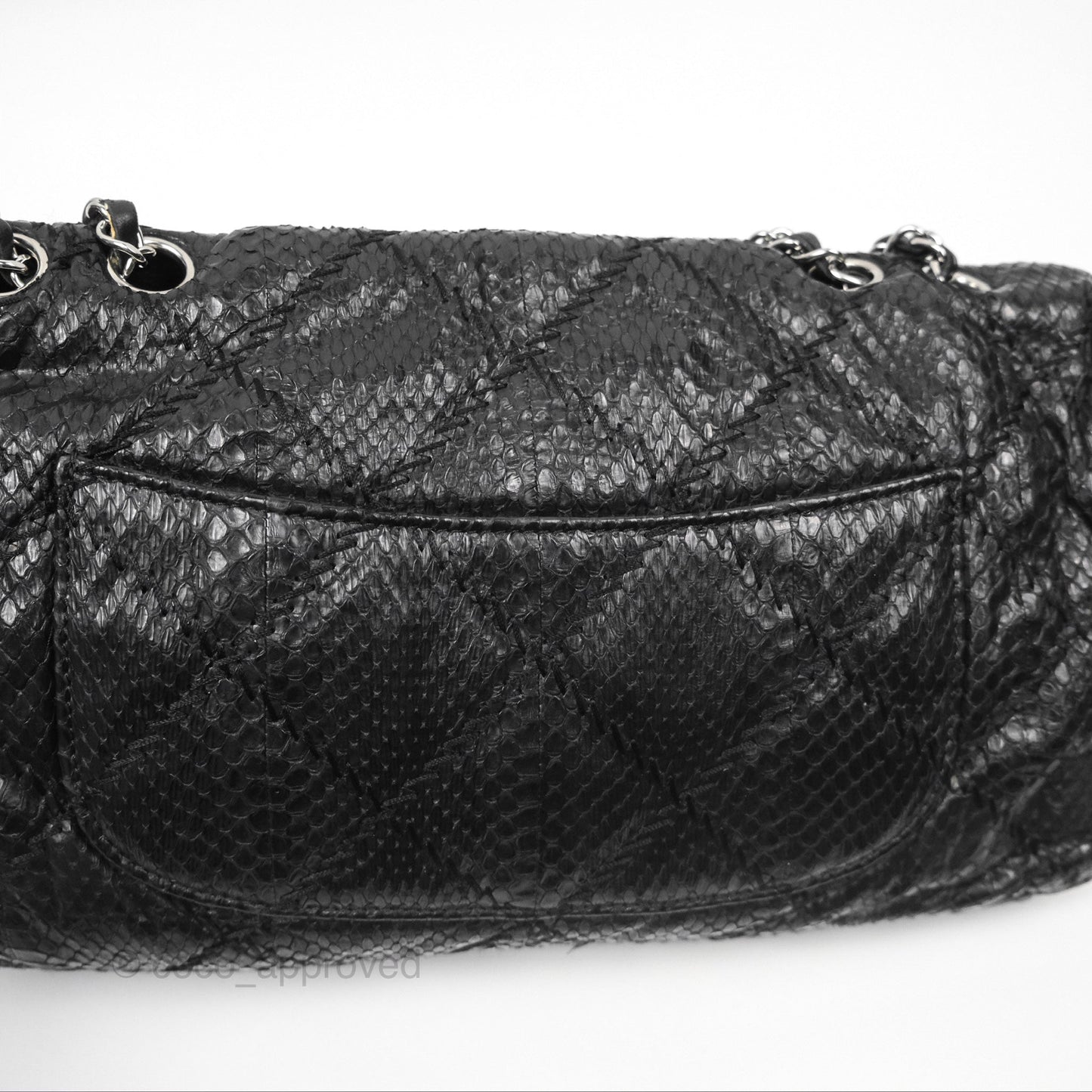 Chanel Quilted Ultimate Stitch Flap Bag Matte Python Black Silver Hardware