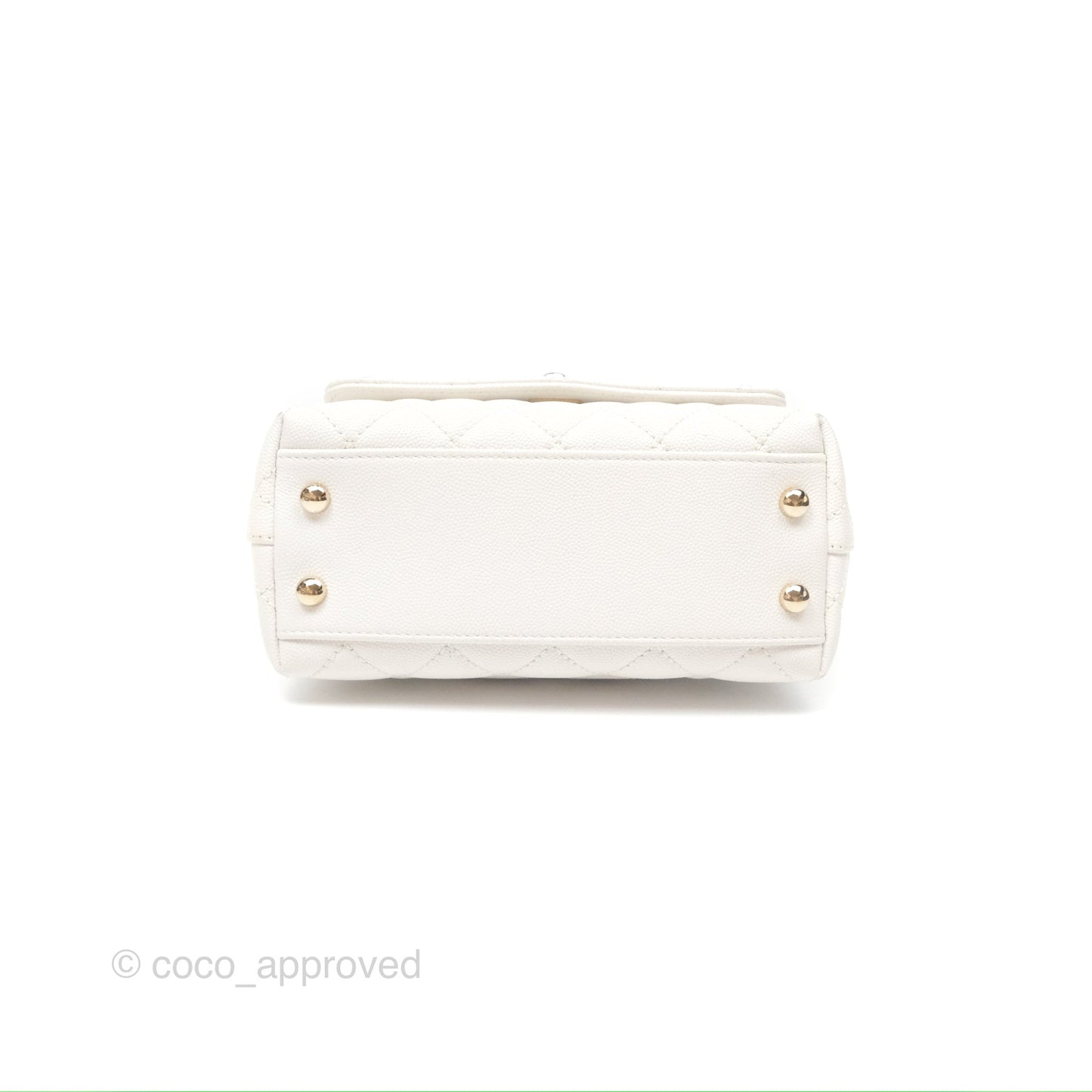 Chanel Extra Mini Quilted Coco Handle White Caviar Gold Hardware