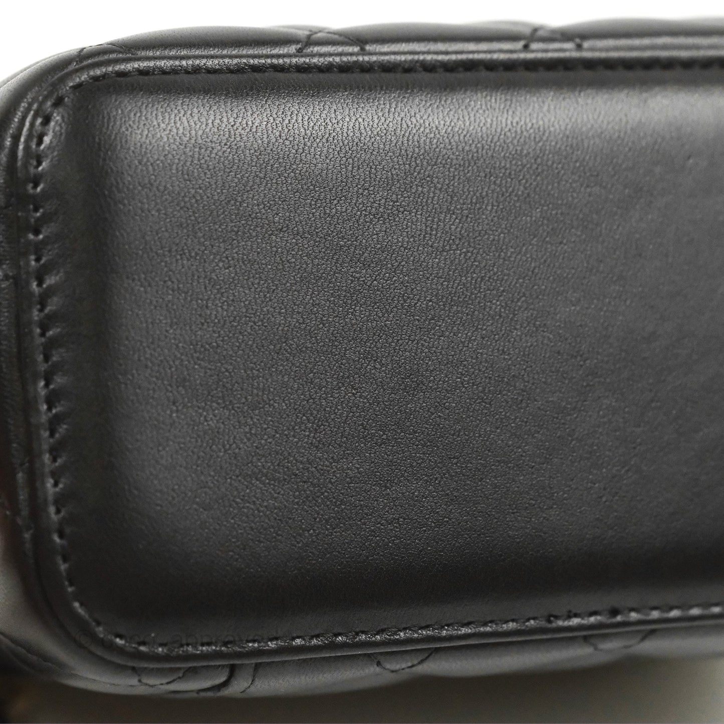 Chanel Vanity Rectangular Top Handle Black Lambskin Gold Hardware