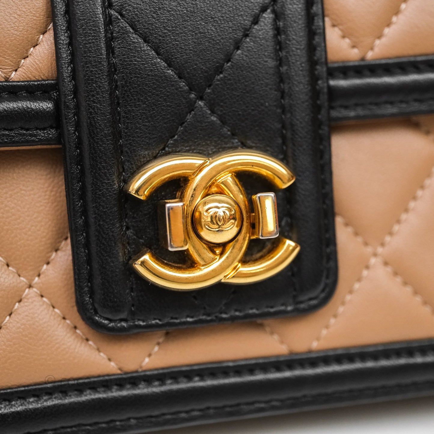Chanel Quilted Medium Elegant CC Flap Beige Lambskin Gold Hardware
