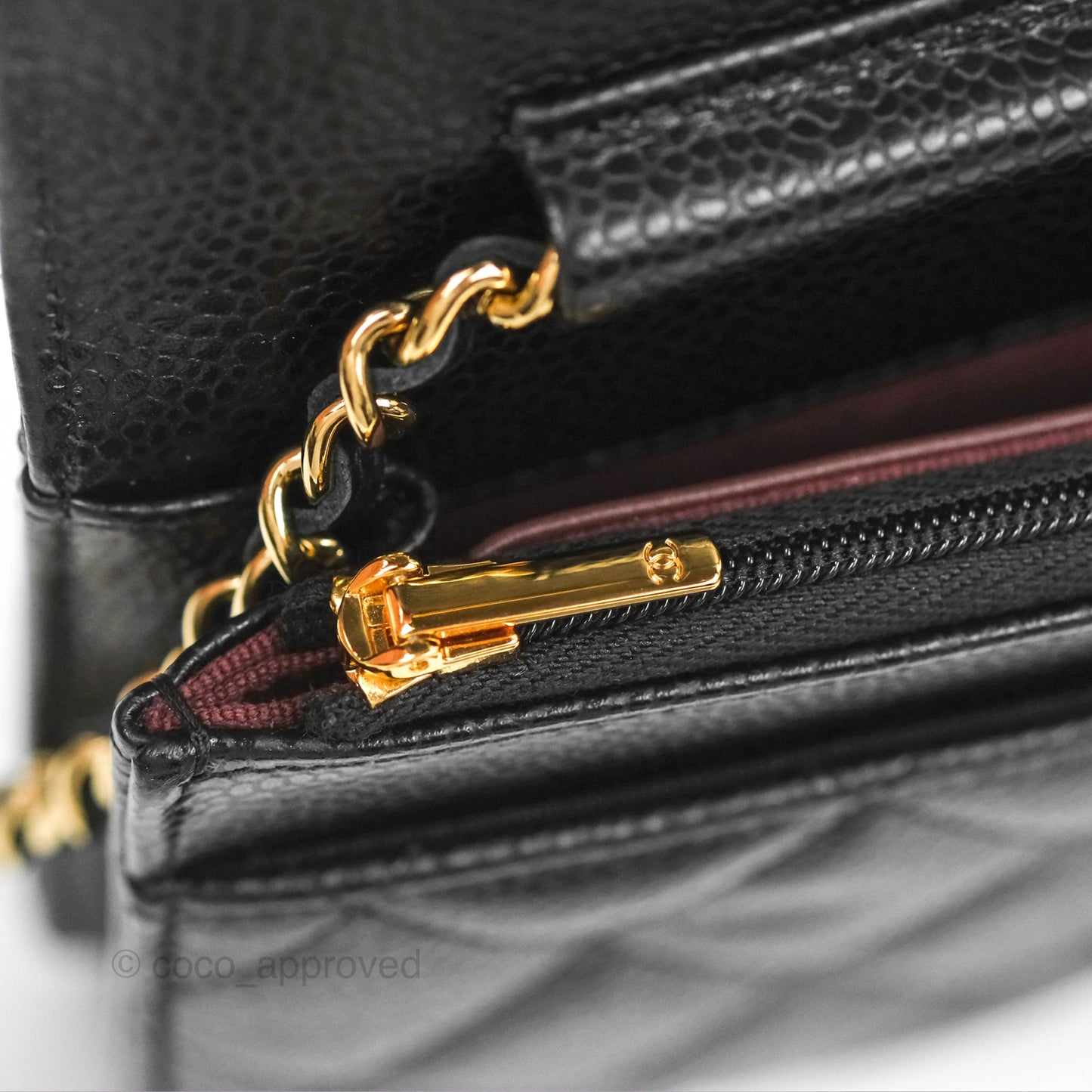 Chanel Quilted Classic Wallet On Chain WOC Black Caviar Gold Hardware
