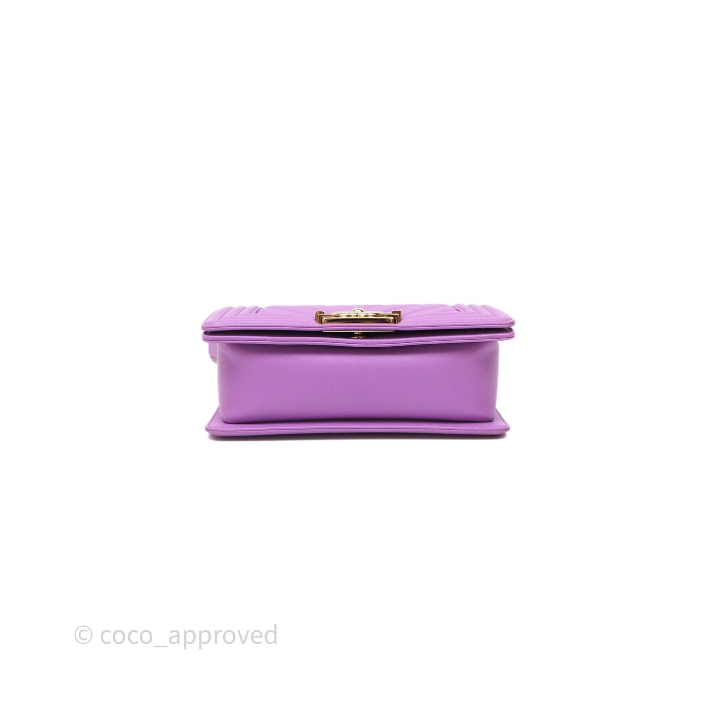 Chanel Chevron Small Boy Purple Calfskin Gold Hardware
