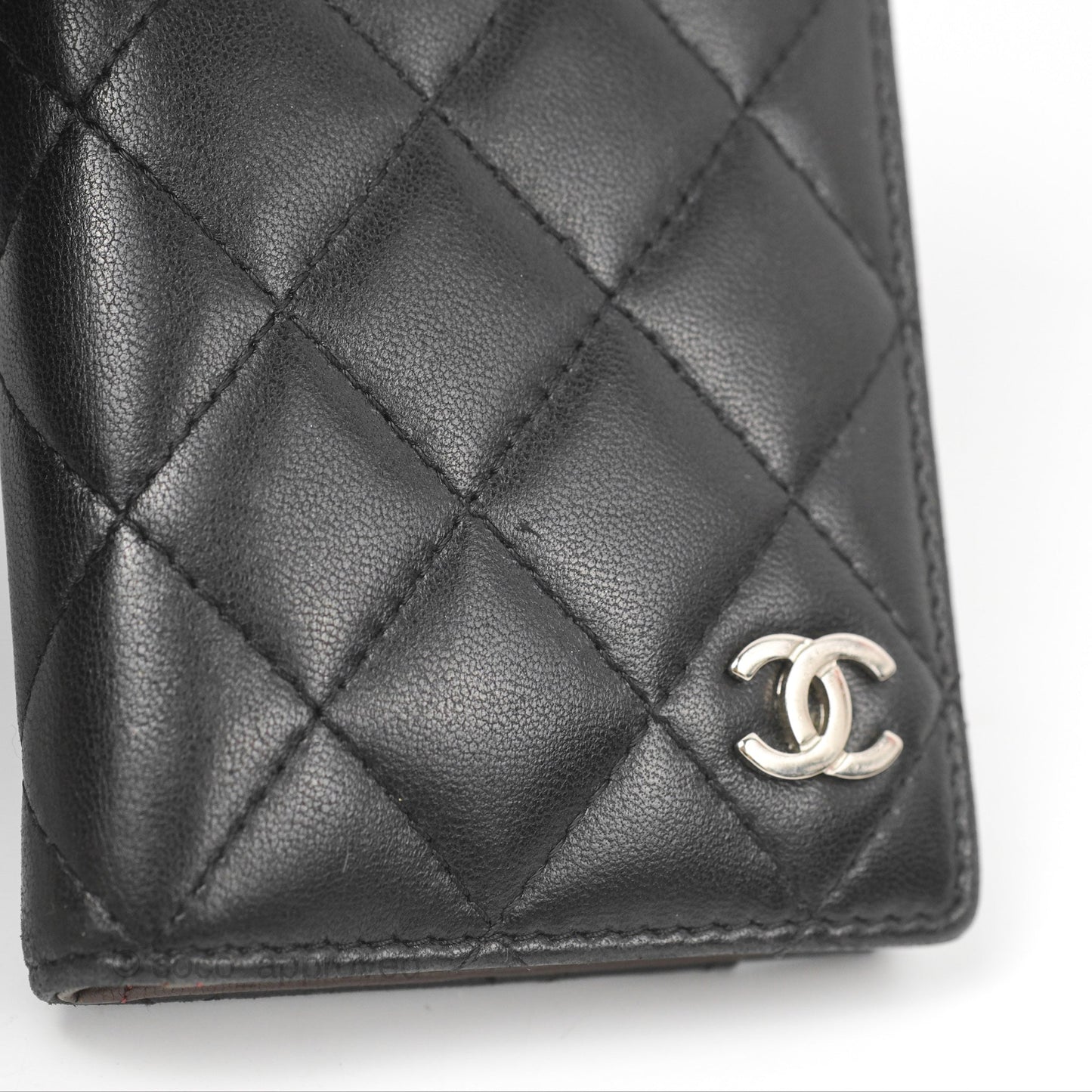 Chanel Classic Quilted Card Holder Black Lambskin Silver Hardware