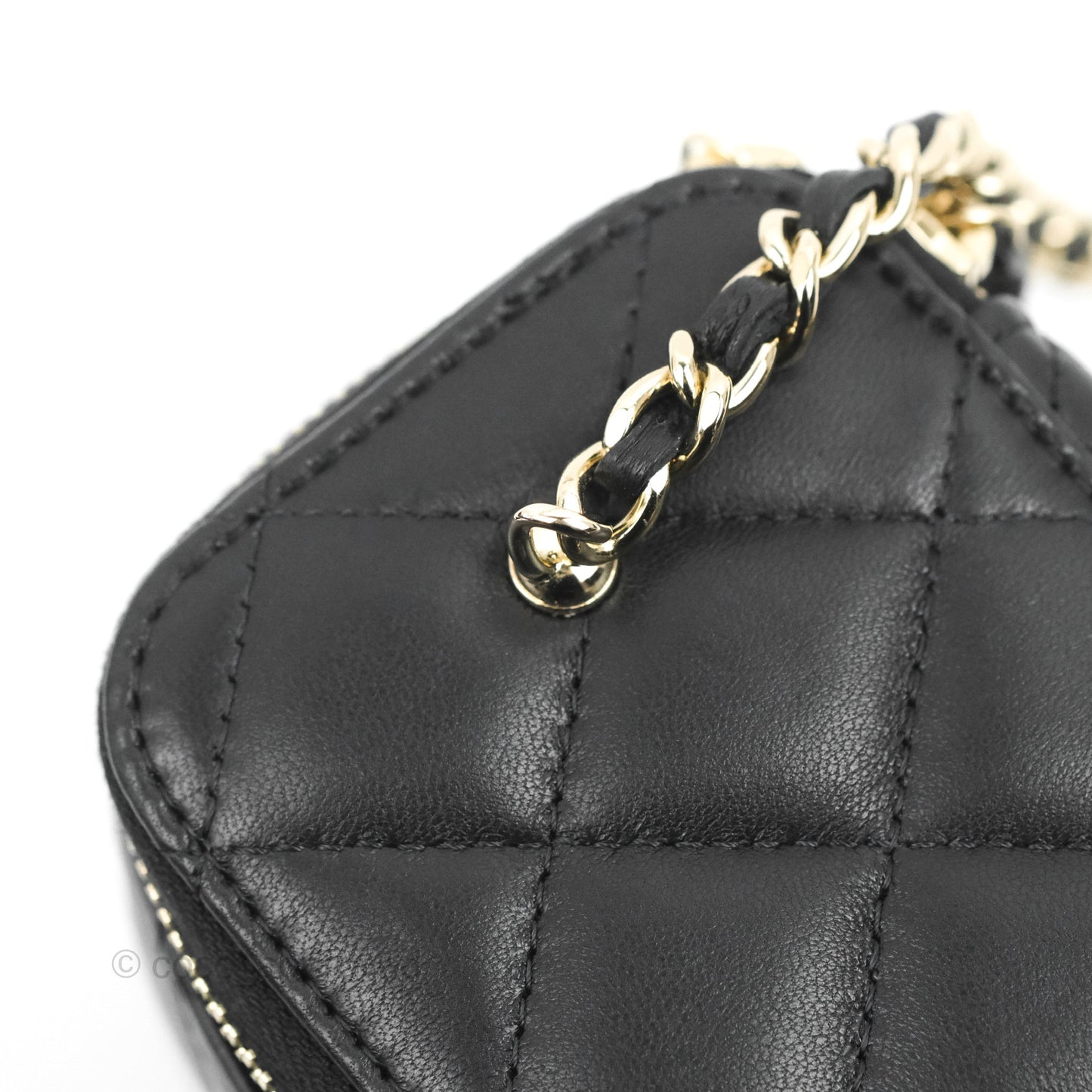 Chanel Mini Ball Crush Vanity With Chain Black Lambskin Gold Hardware