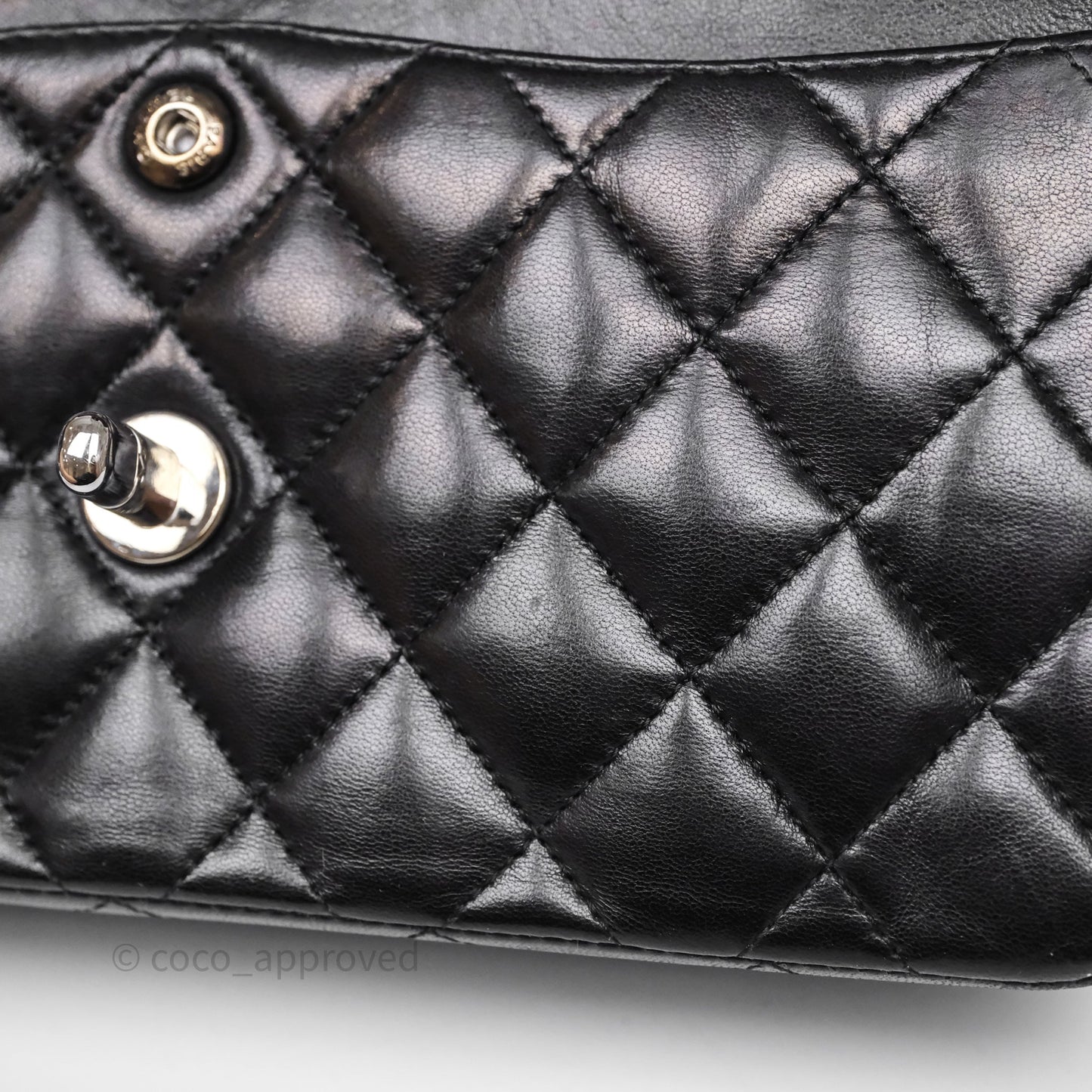 Chanel Small Classic Flap Quilted Black Lambskin Silver Hardware