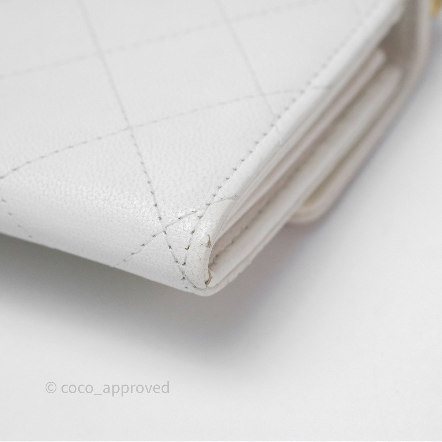 Chanel Quilted Mini Chic Pearls Flap Wallet On Chain WOC White Goatskin Aged Gold Hardware