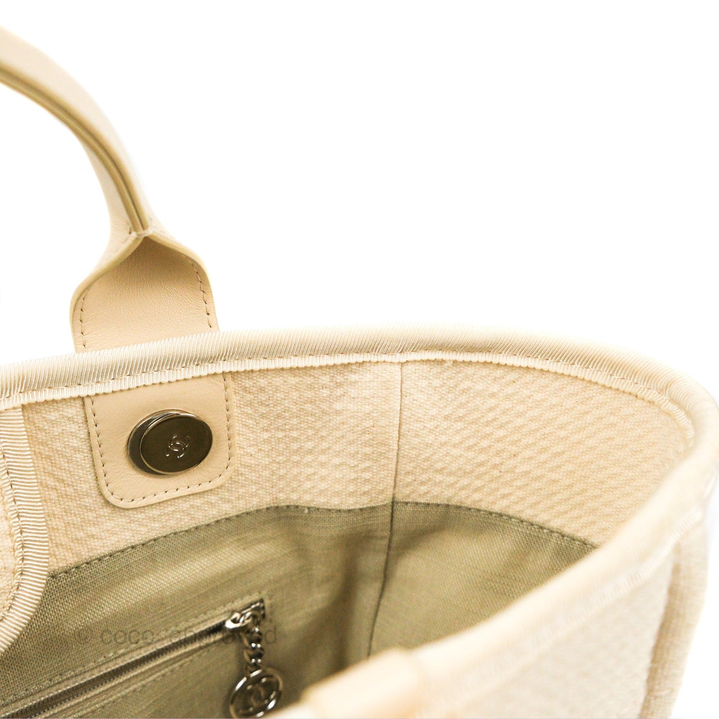 Chanel New Small Deauville Cream Ivory Canvas