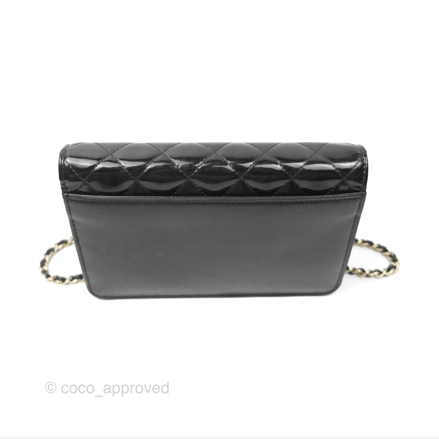 Chanel Wallet On Chain WOC Black Patent Lambskin Gold Hardware