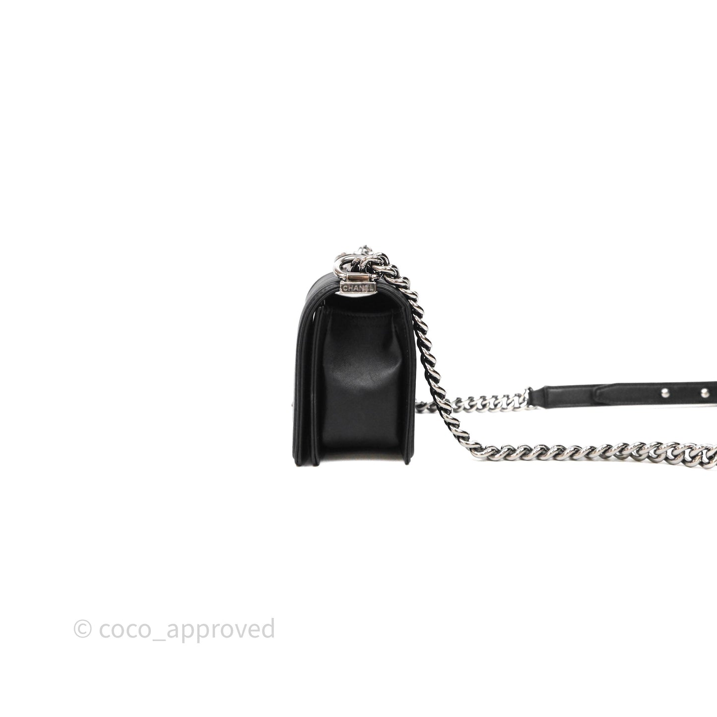 Chanel Small Boy Chevron Black Lambskin Silver Hardware