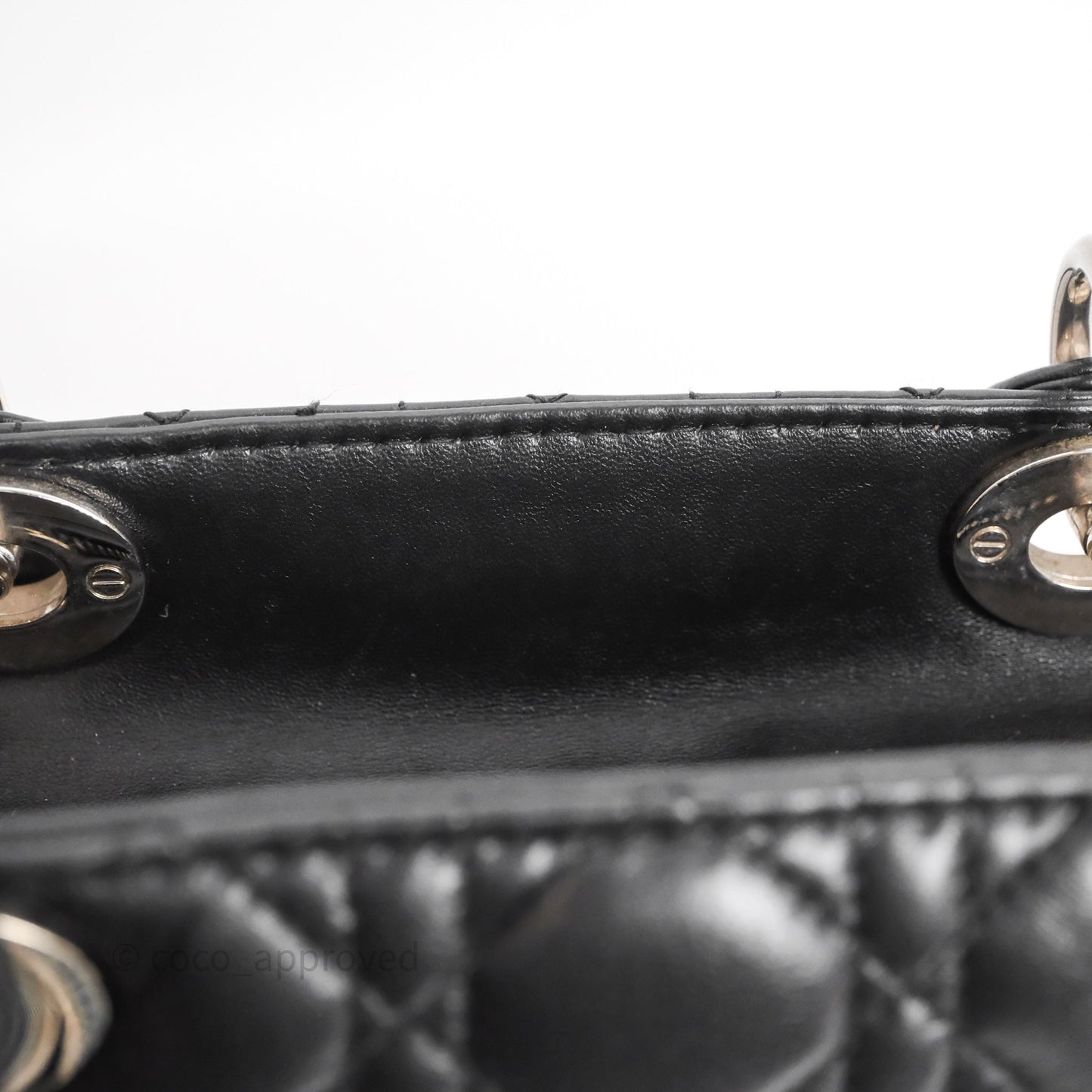 Christian Dior Medium Lady Dior Black Lambskin Silver Hardware