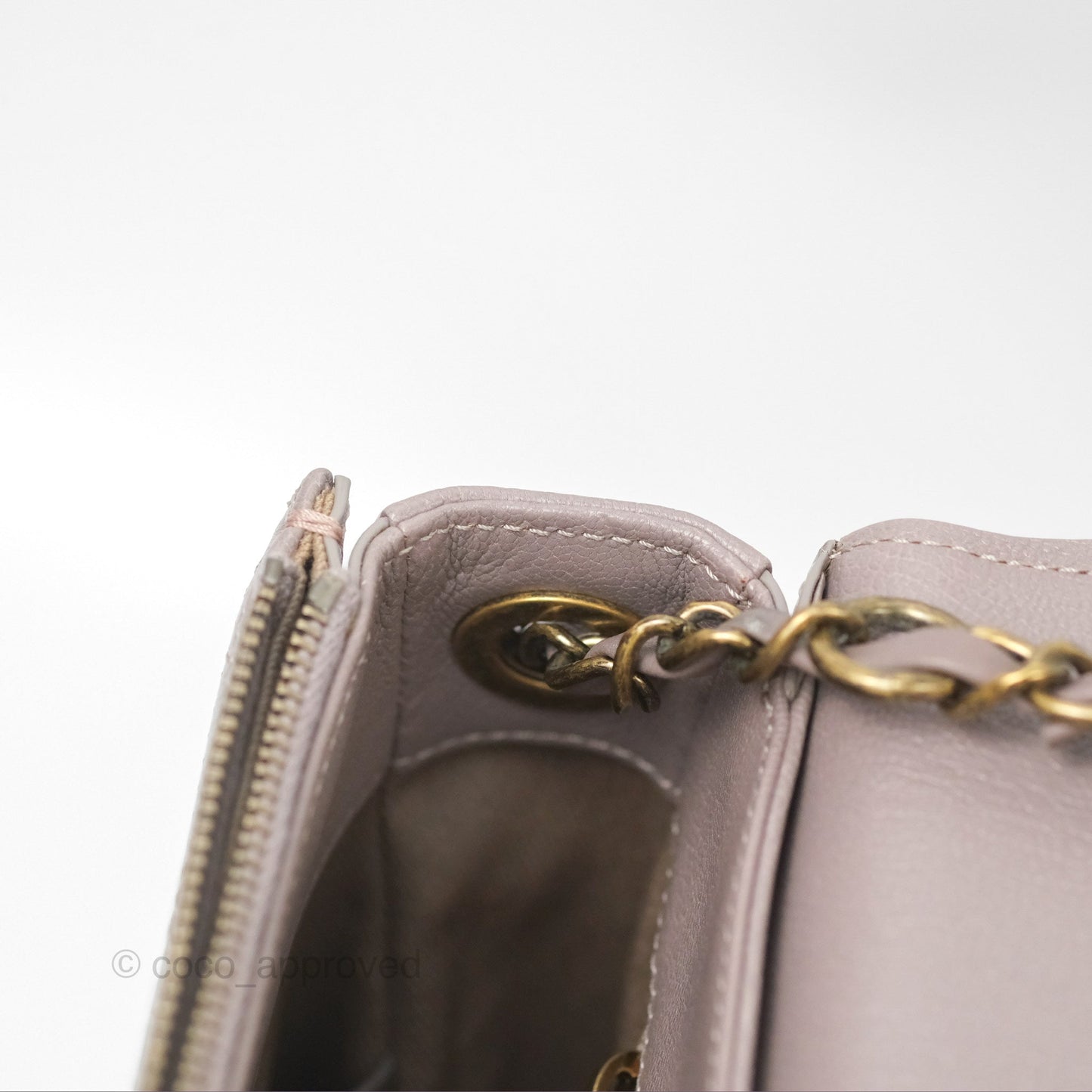 Chanel Coco Curve Flap Burnished Lilac Grey Calfskin Goatskin Antique Gold Hardware