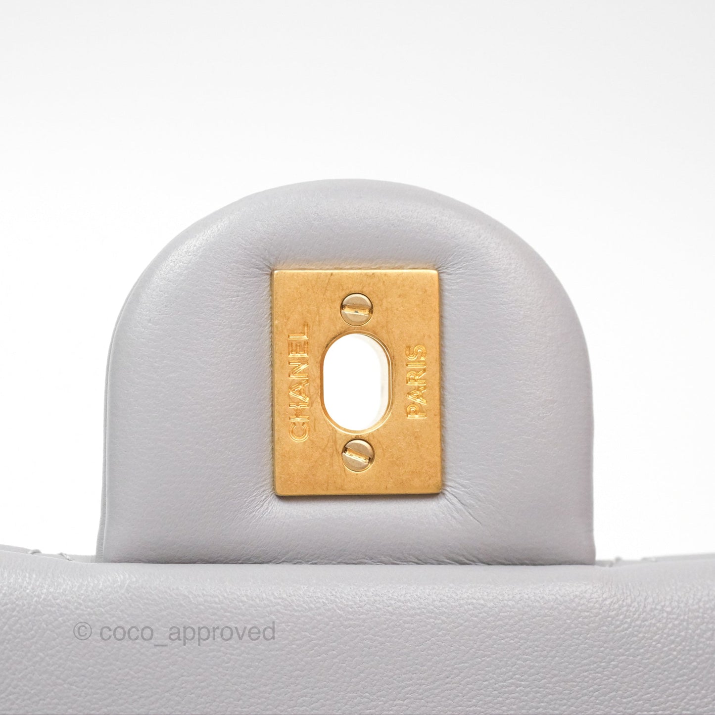 Chanel Pearl Crush Mini Rectangular Grey Lambskin Aged Gold Hardware