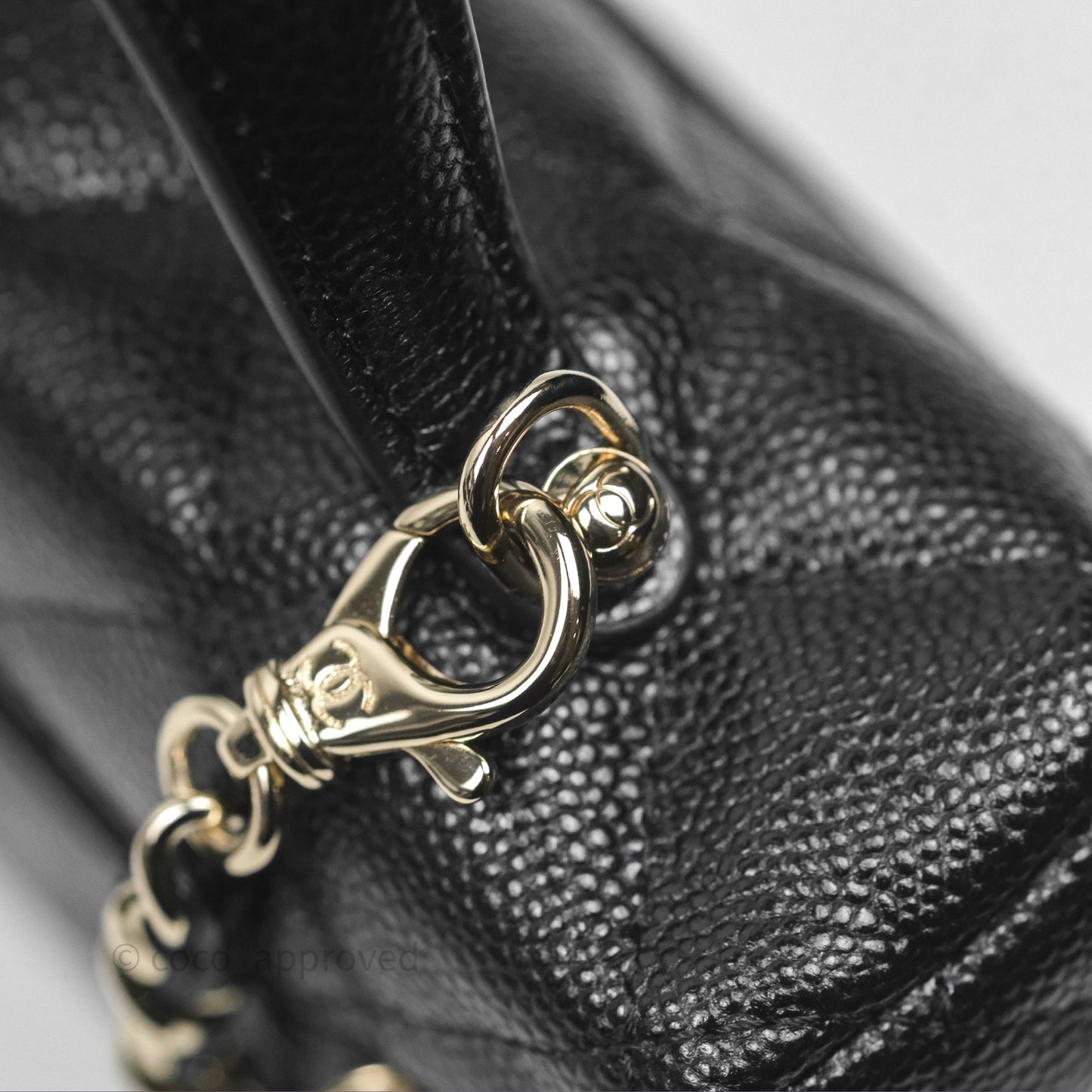 Chanel Quilted Top Handle Vanity with Chain Black Caviar Gold Hardware
