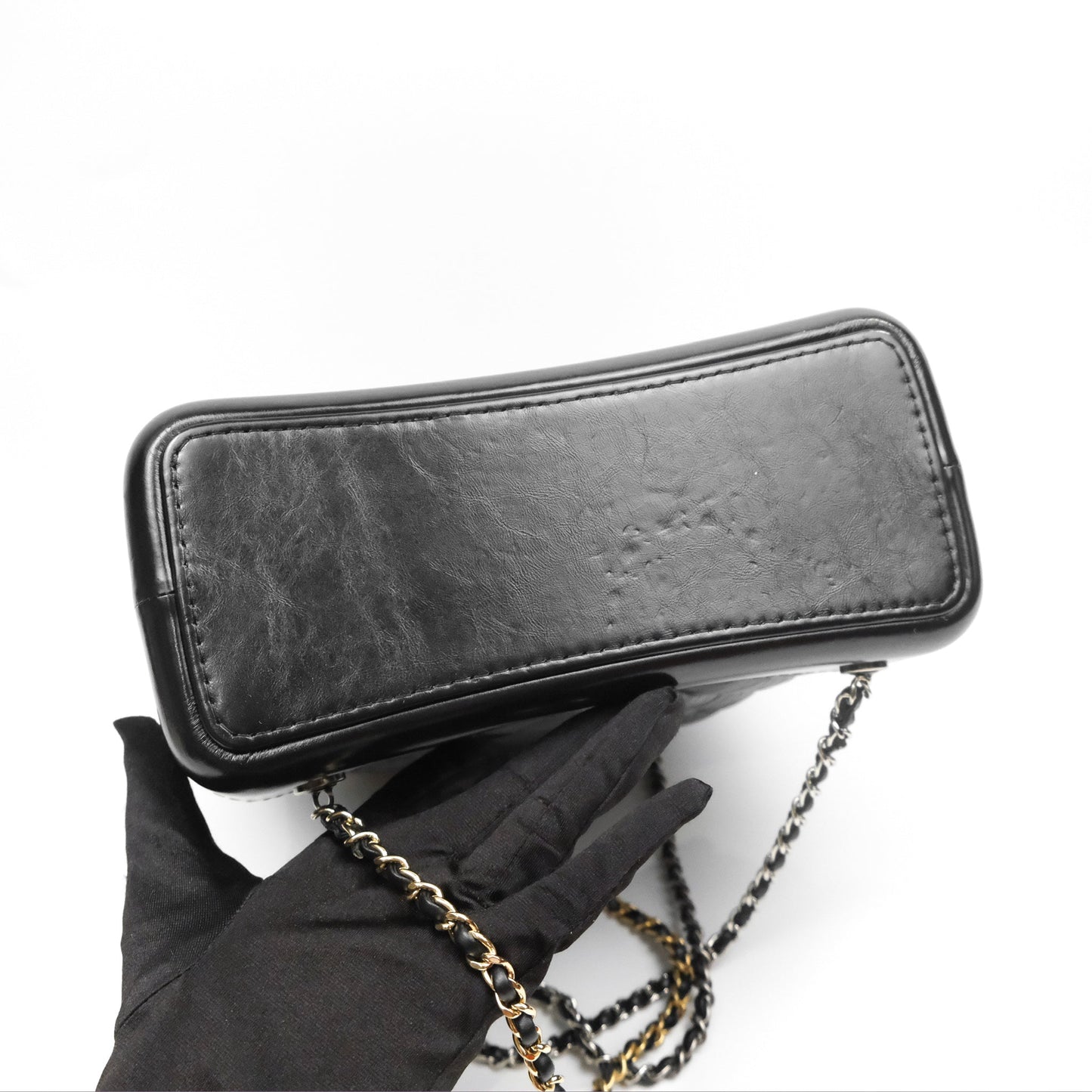 Chanel Medium Chevron Gabrielle Backpack Black Aged Calfskin